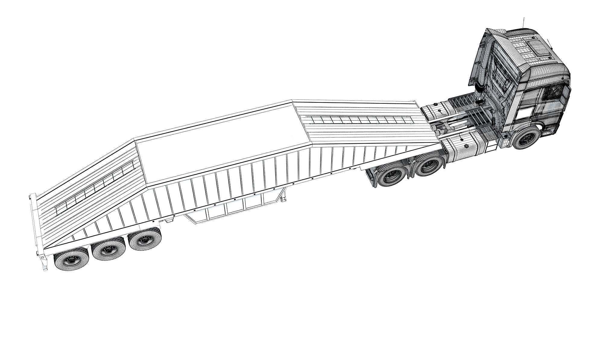Truck with Bottom Dump Trailer