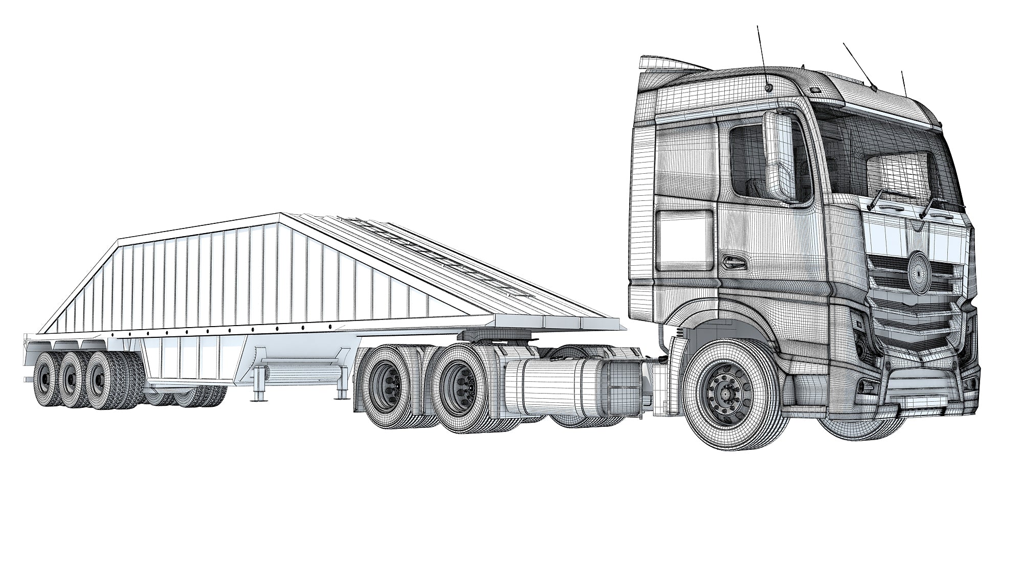 Truck with Bottom Dump Trailer
