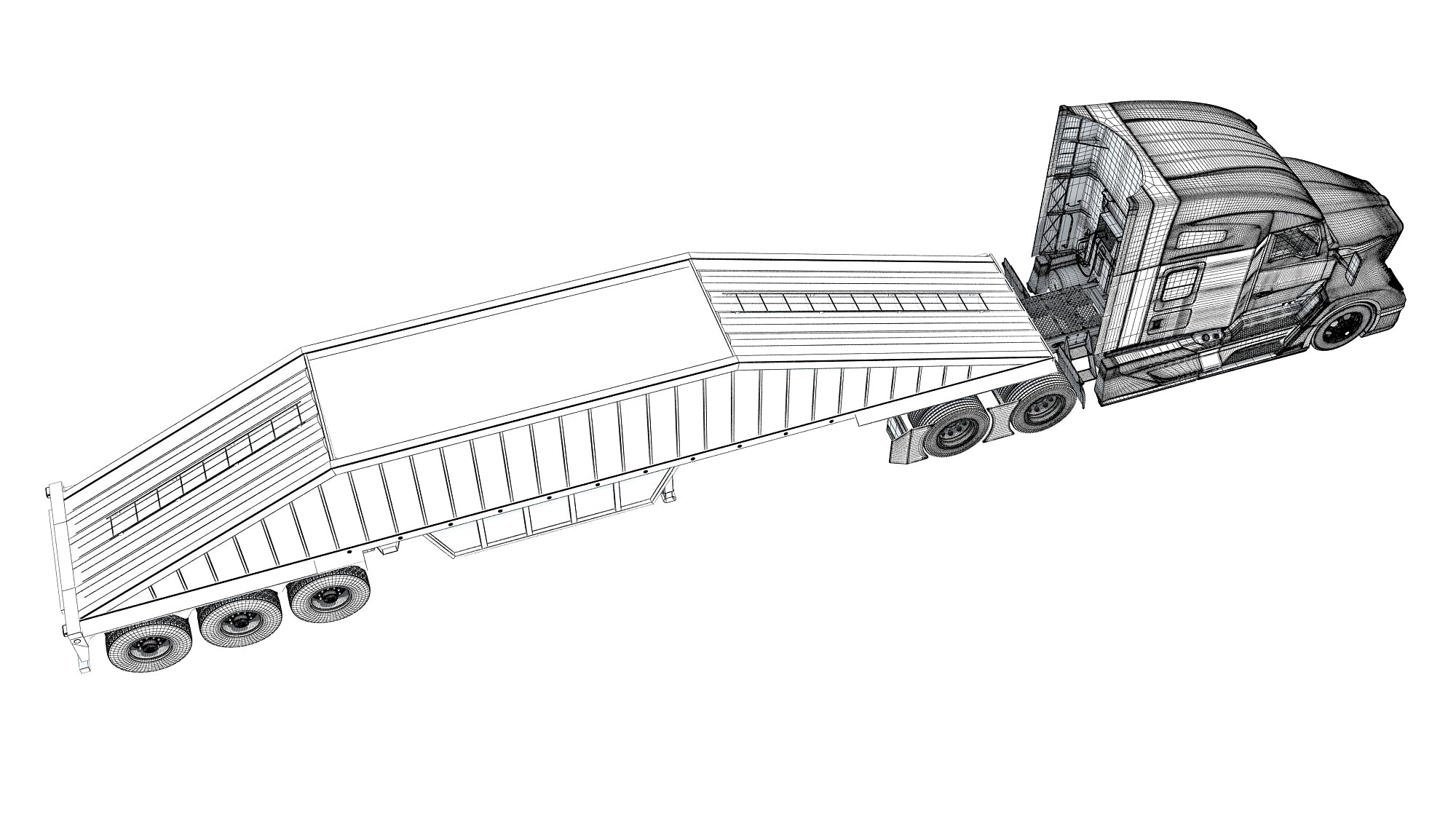 Truck with Bottom Dump Trailer