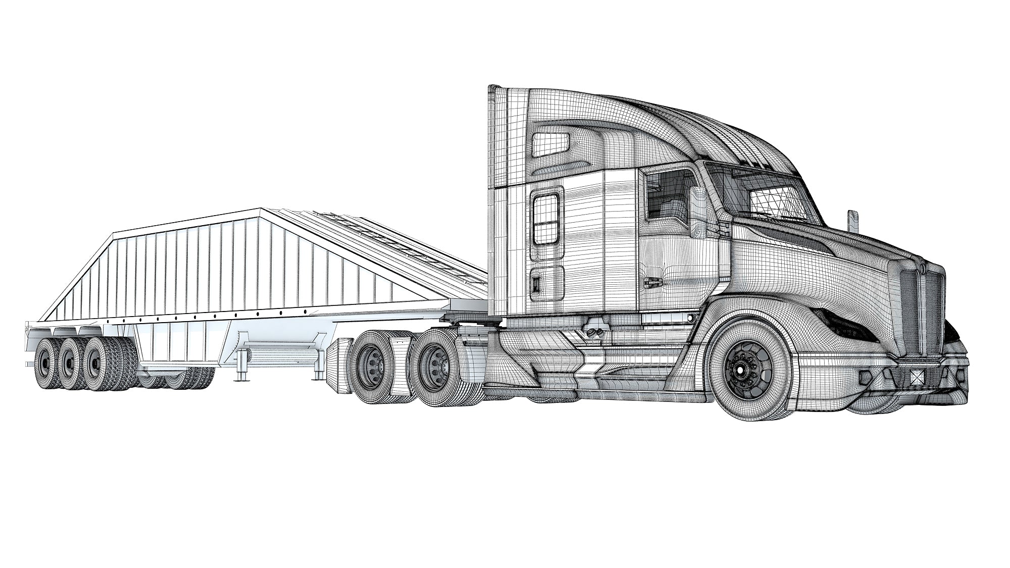Truck with Bottom Dump Trailer