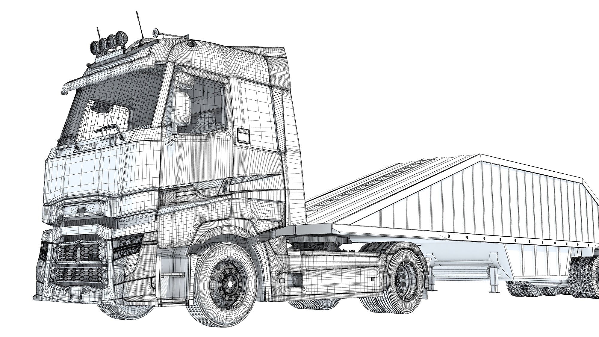 Truck with Bottom Dump Trailer