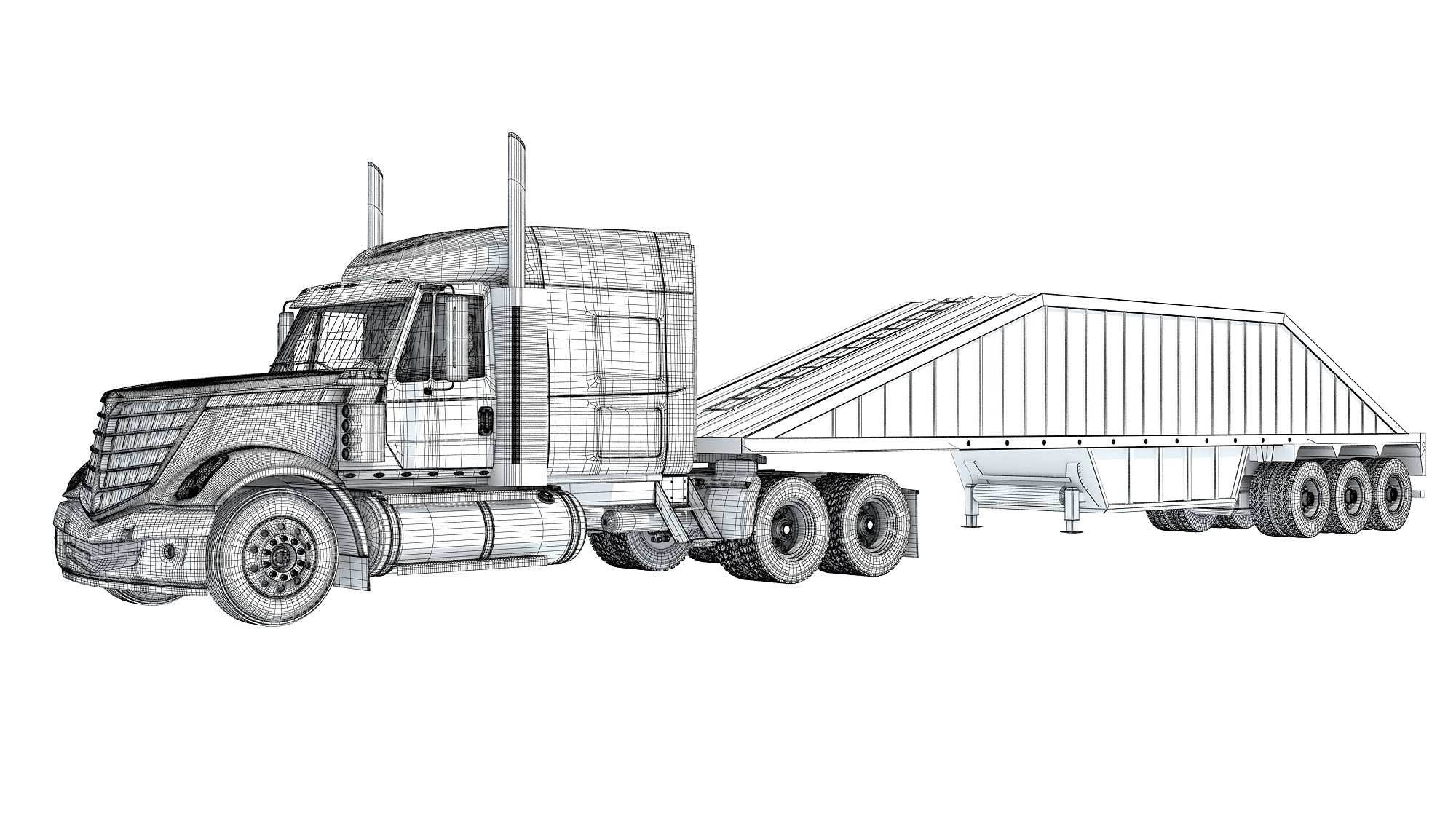 Bottom Dump Truck with Trailer