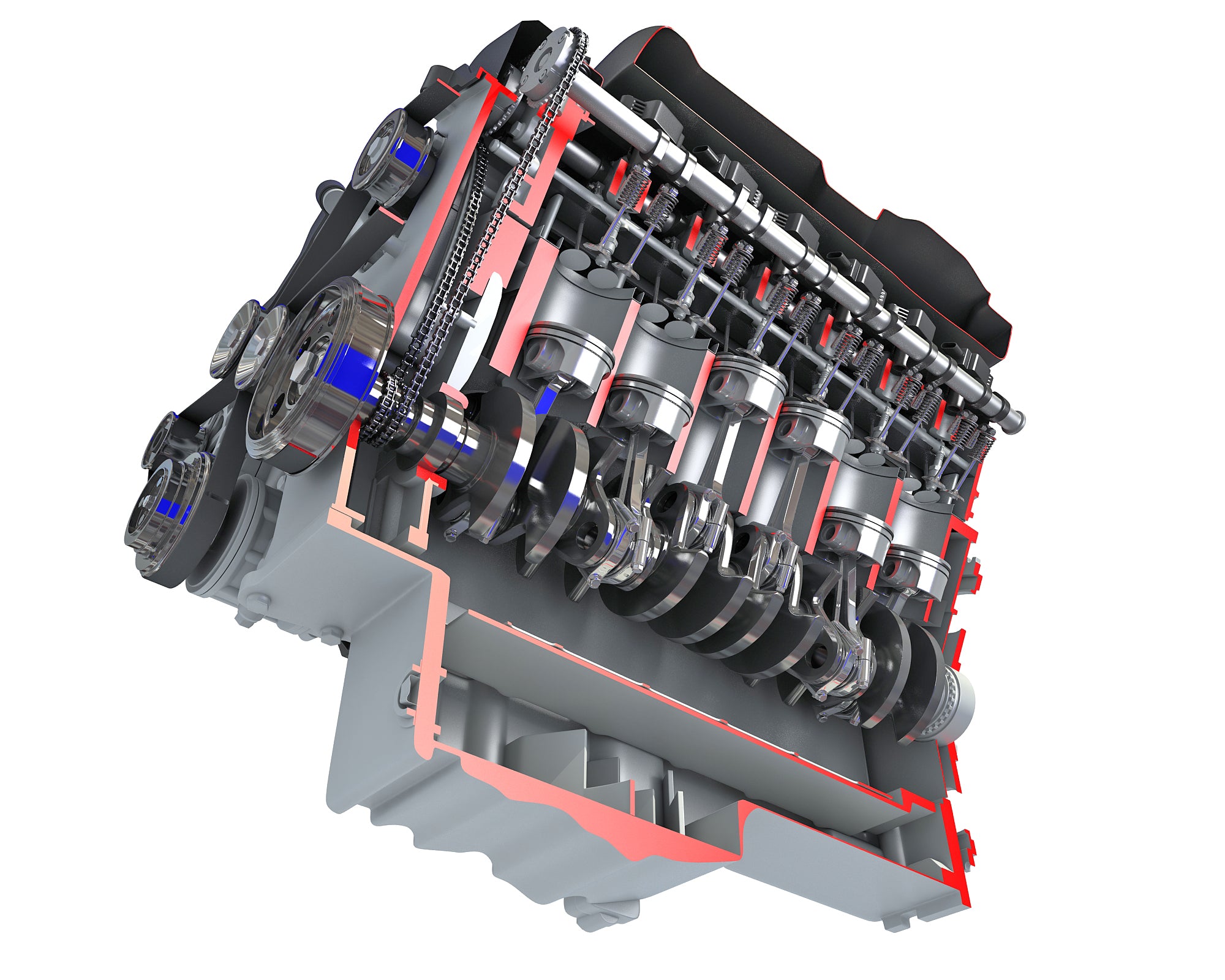 Cutaway Animated V12 Engine