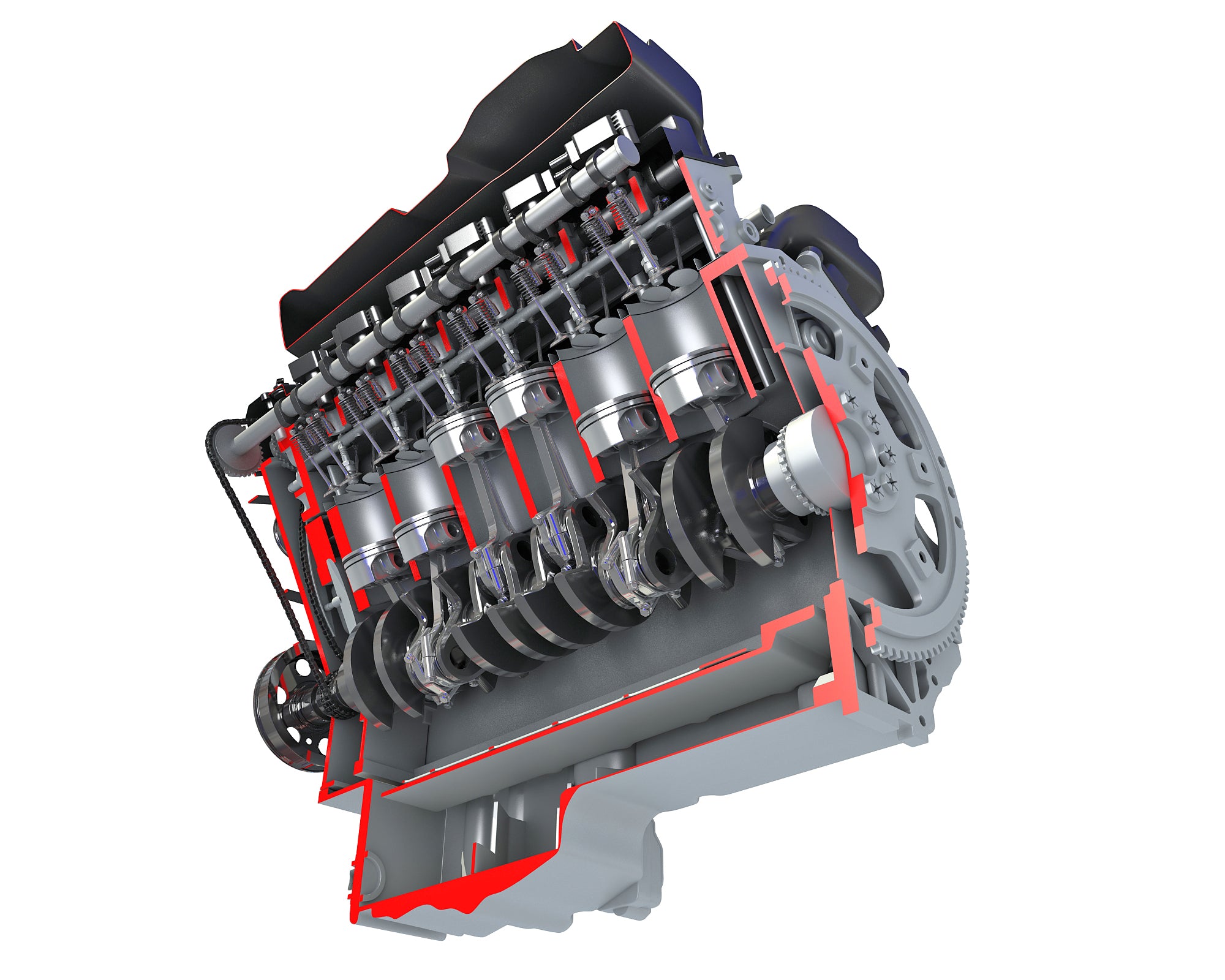 Cutaway Animated V12 Engine
