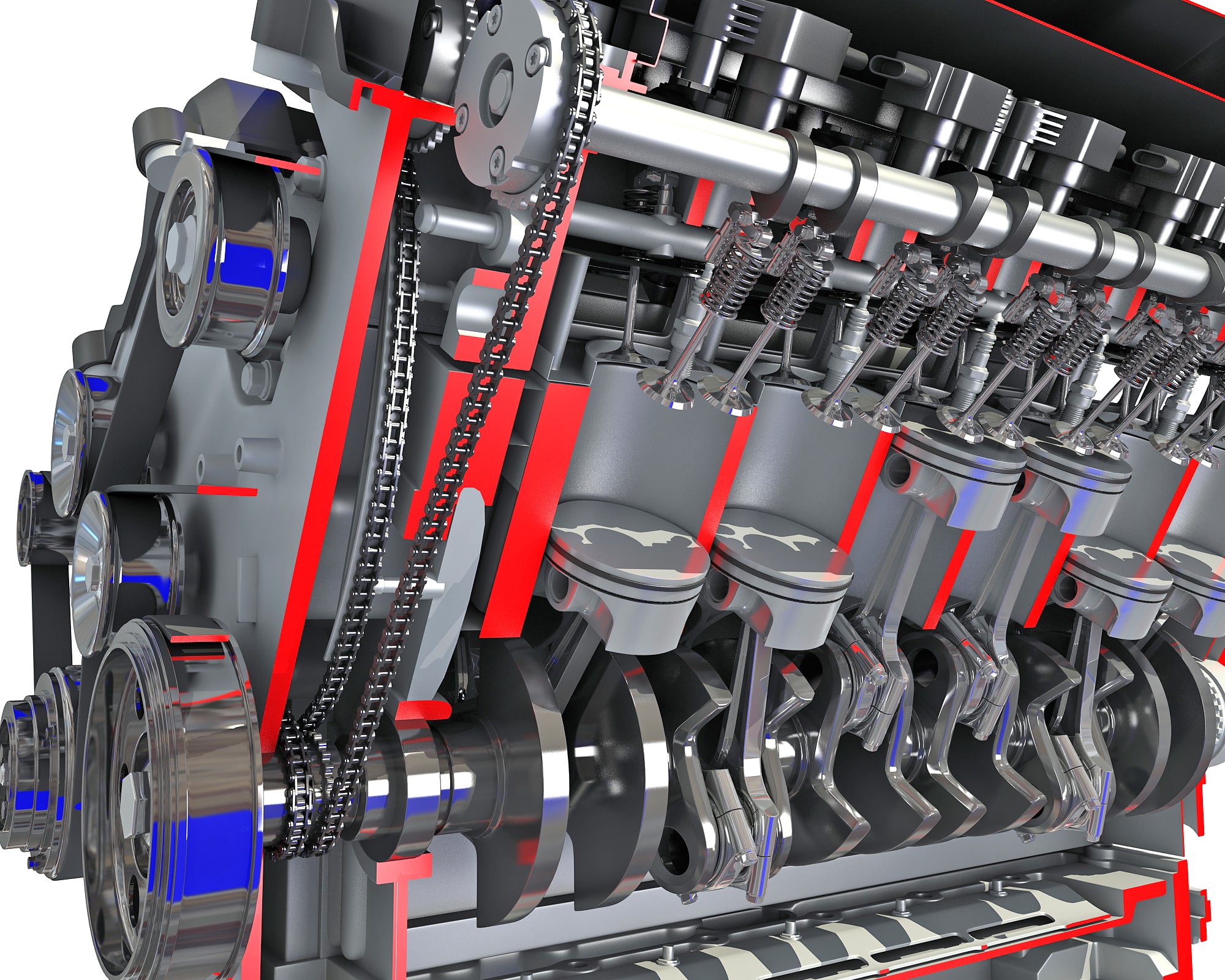 Cutaway Animated V12 Engine
