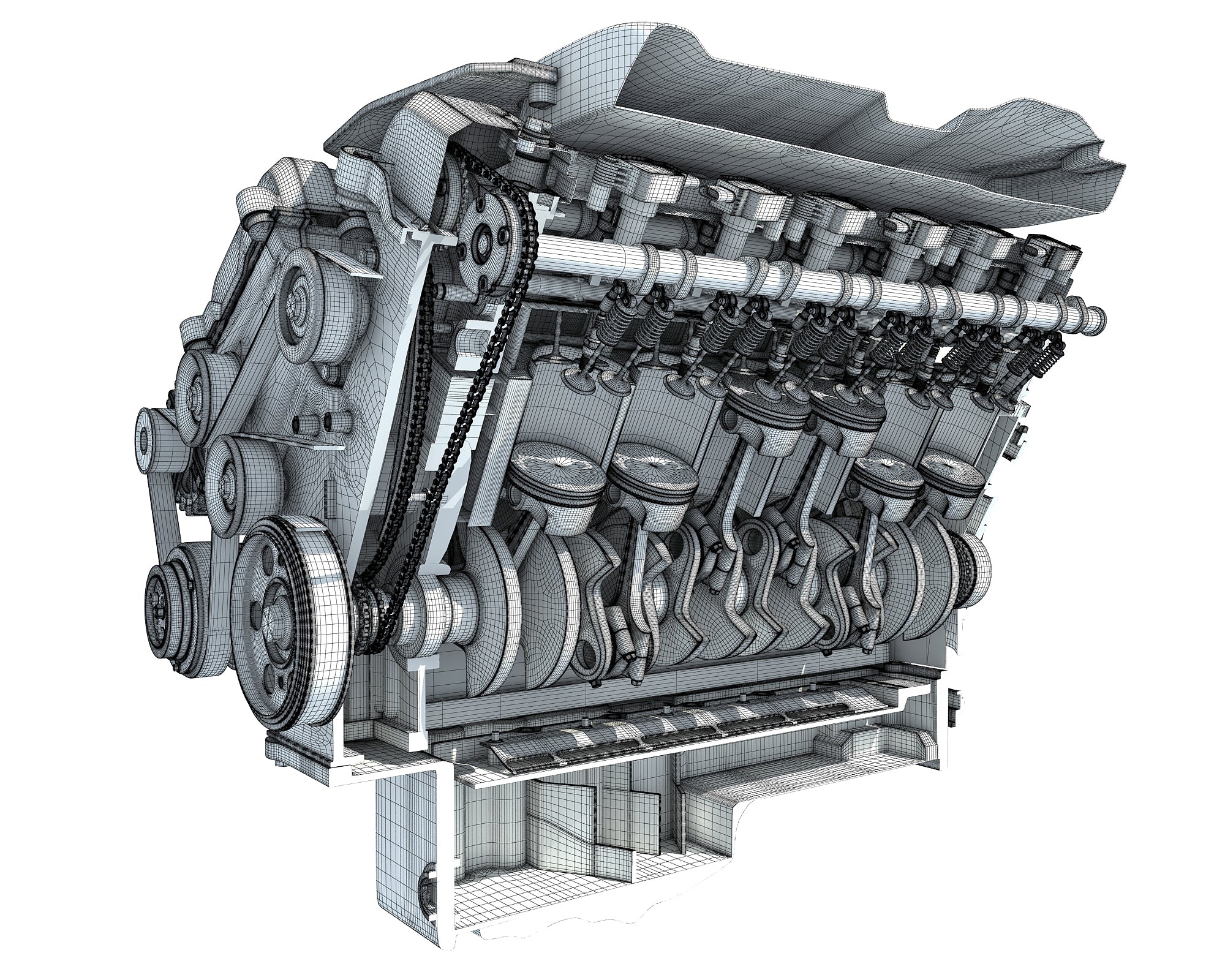 Cutaway Animated V12 Engine