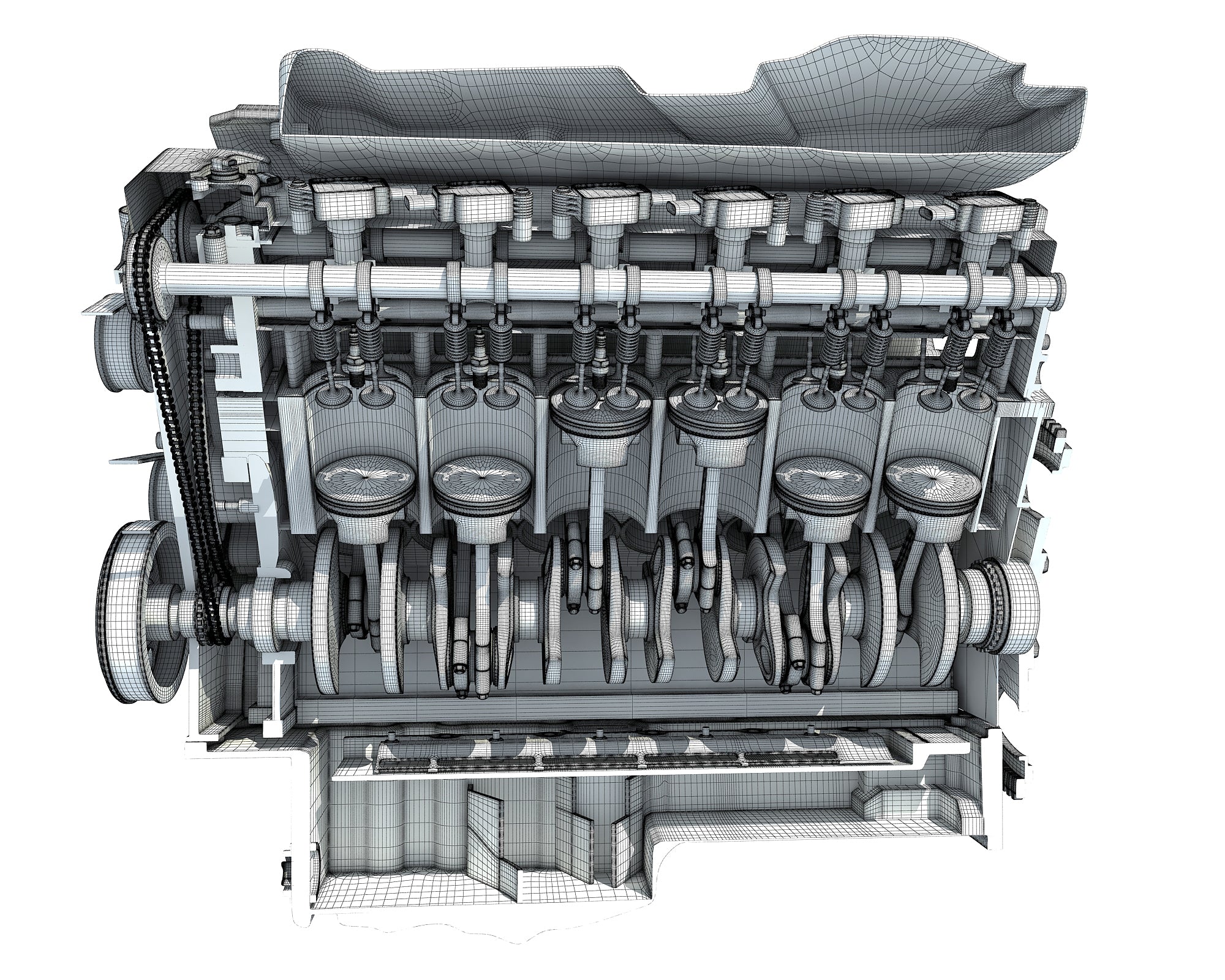 Cutaway V12 Engine