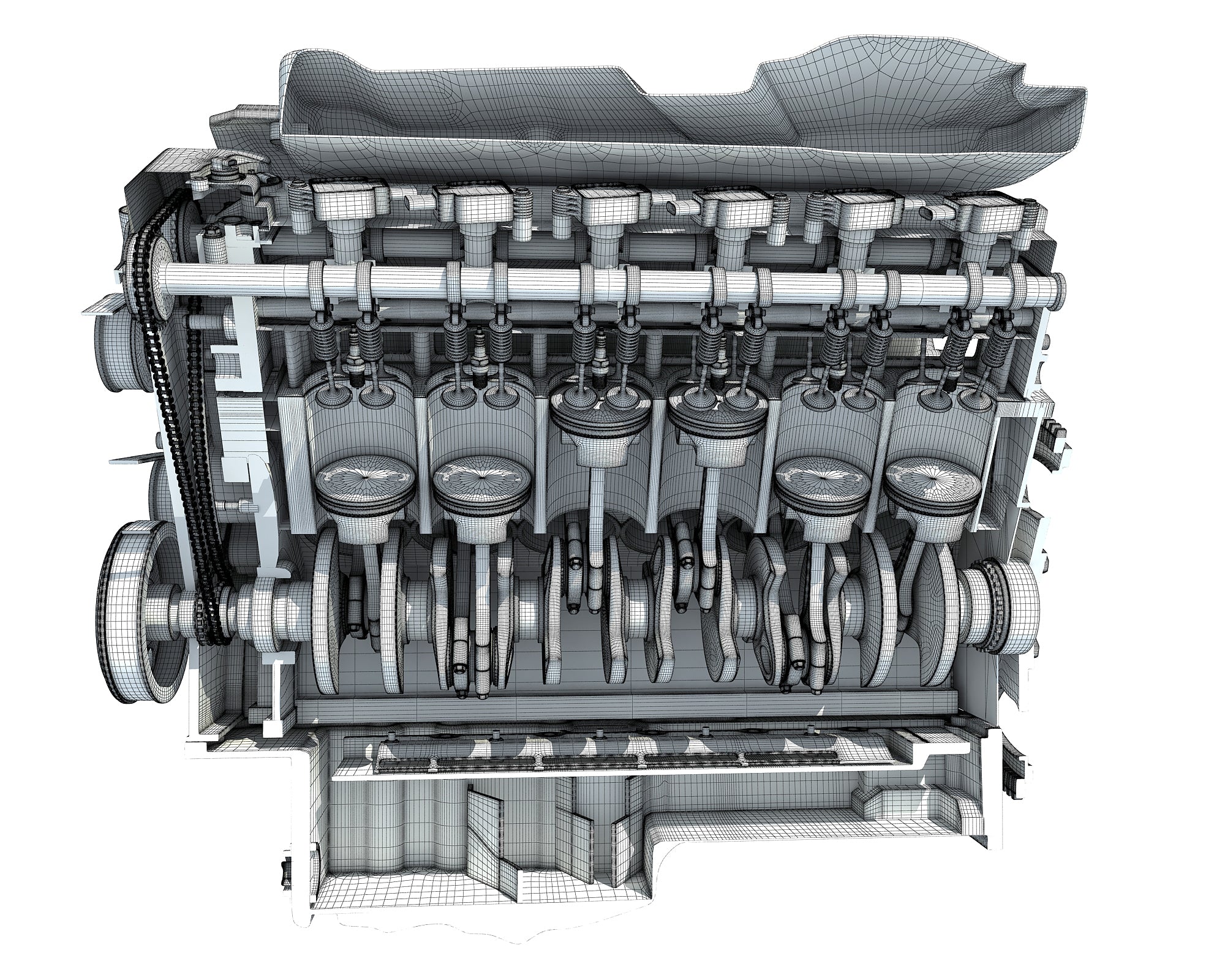Cutaway Animated V12 Engine