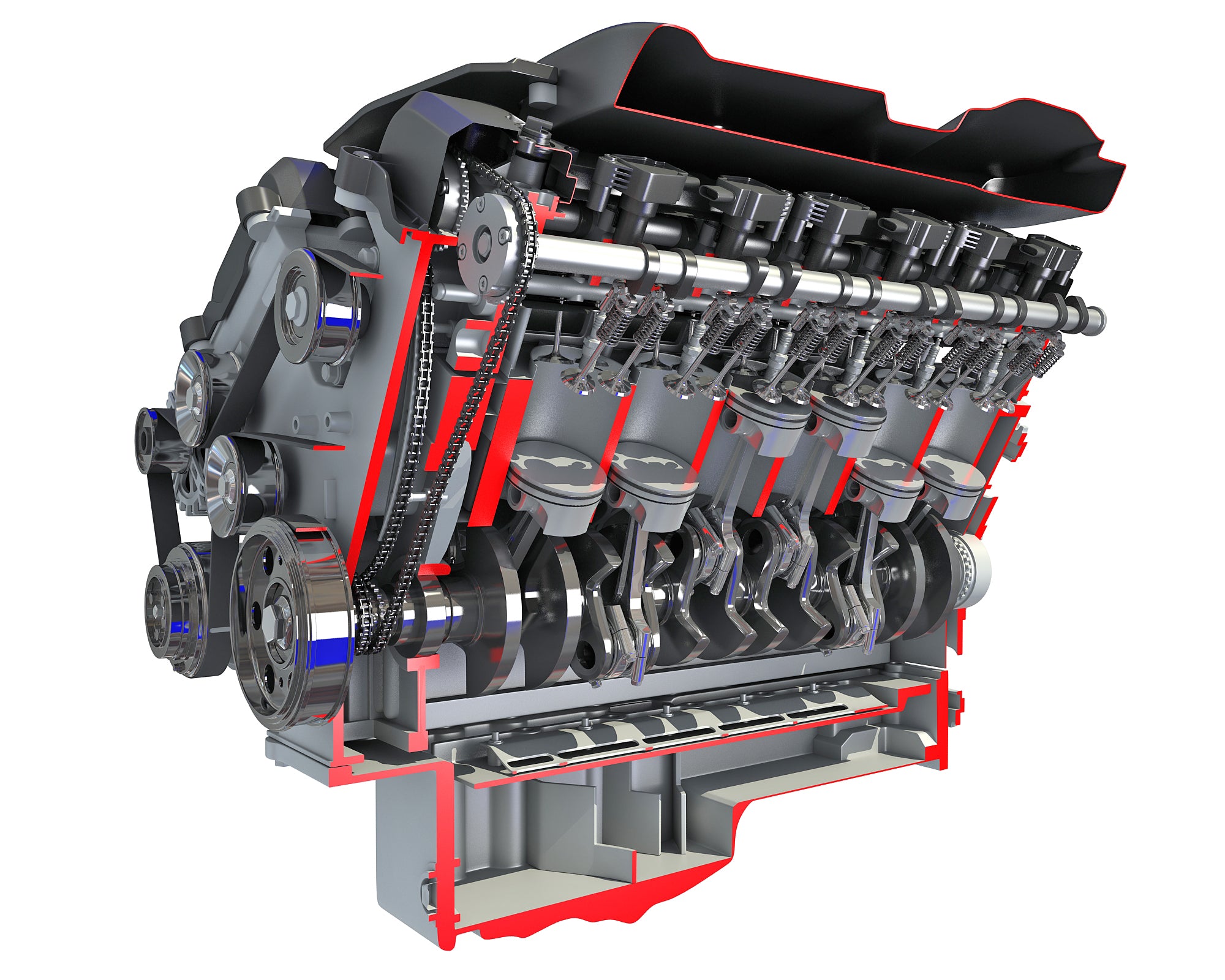 Cutaway Animated V12 Engine