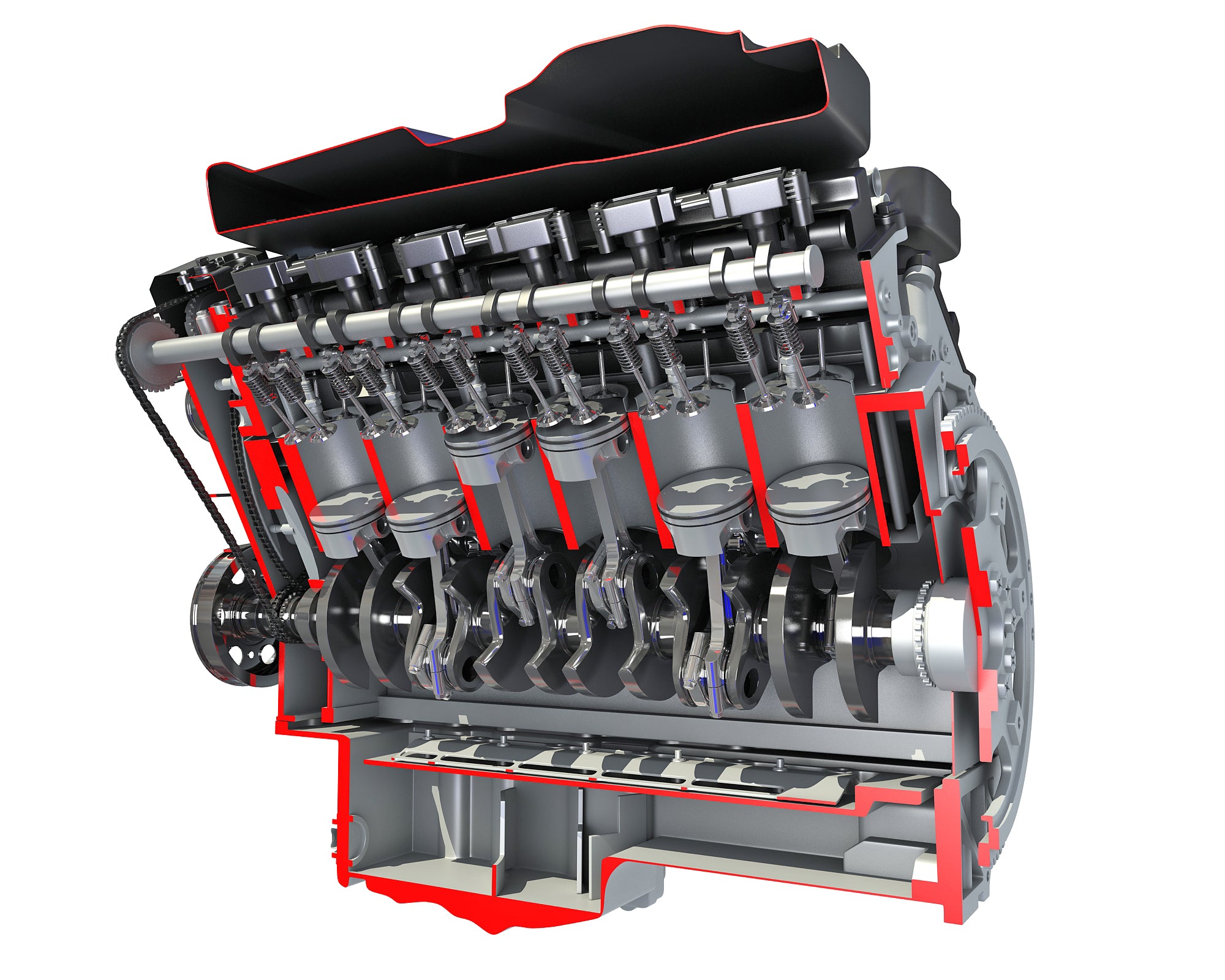 Cutaway Animated V12 Engine