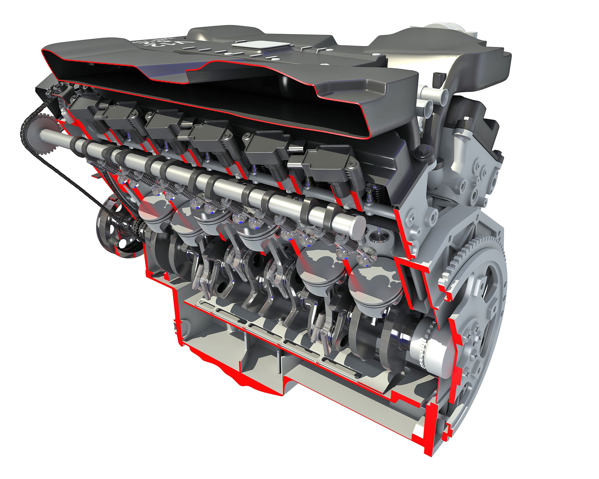 Cutaway Animated V12 Engine