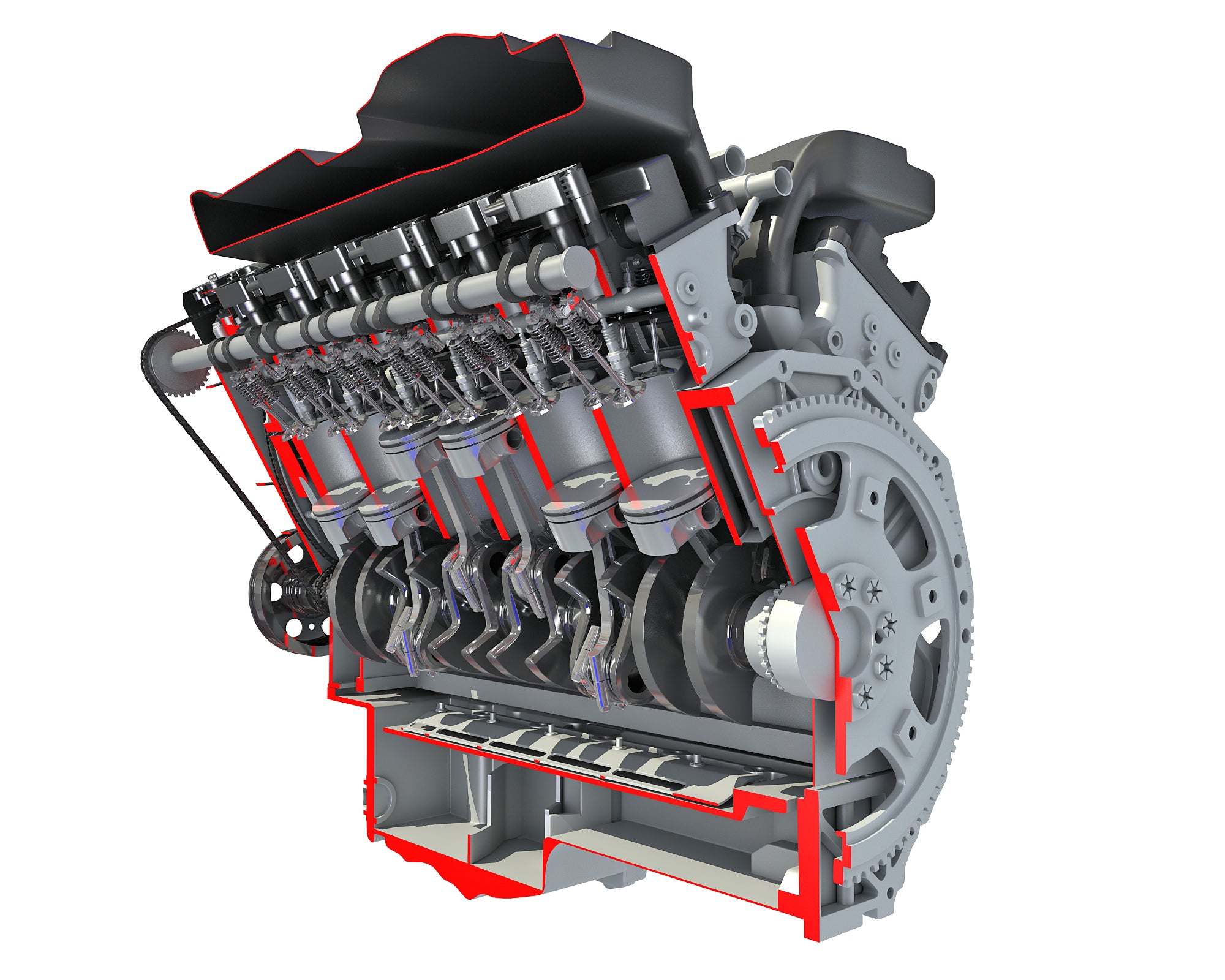 Cutaway Animated V12 Engine