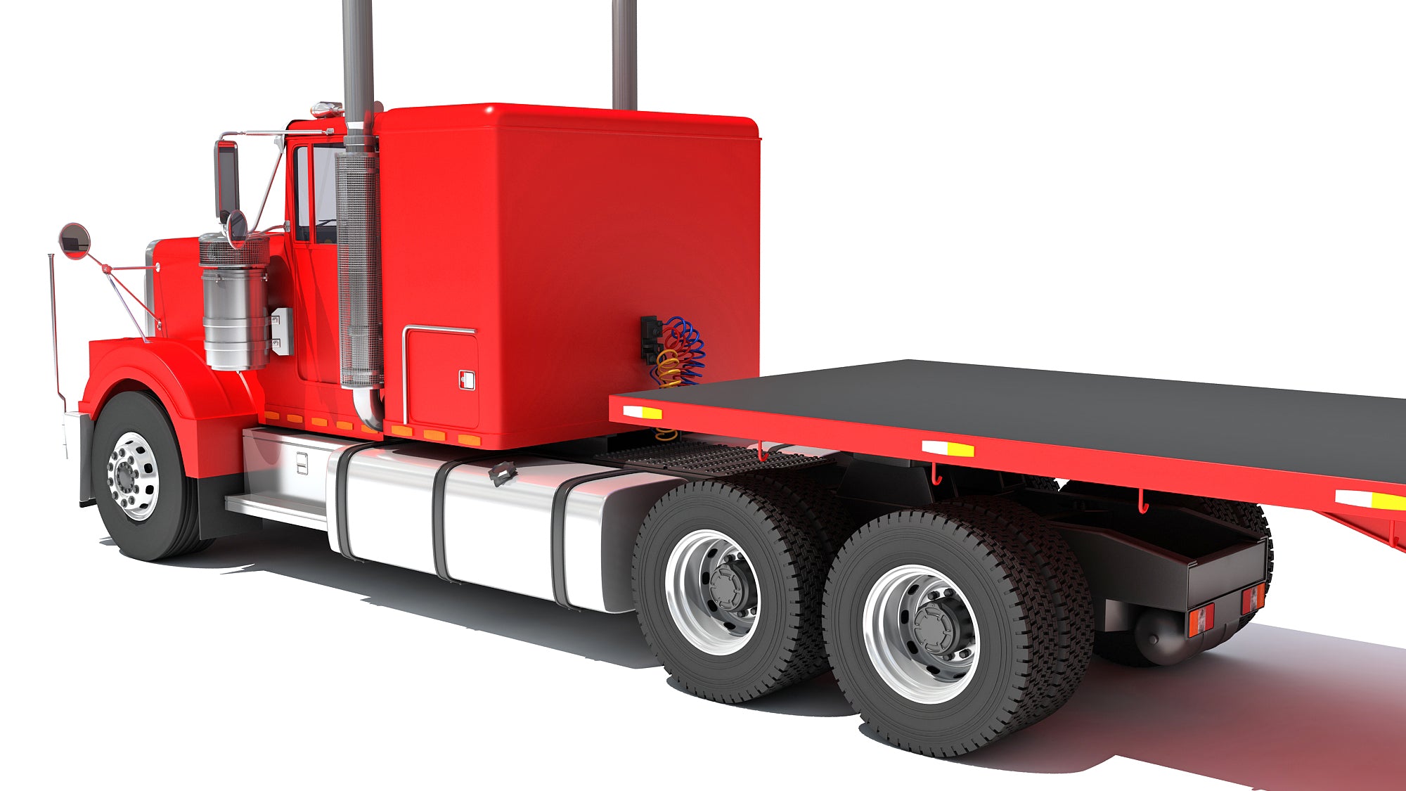 Semi Truck with Flatbed Trailer
