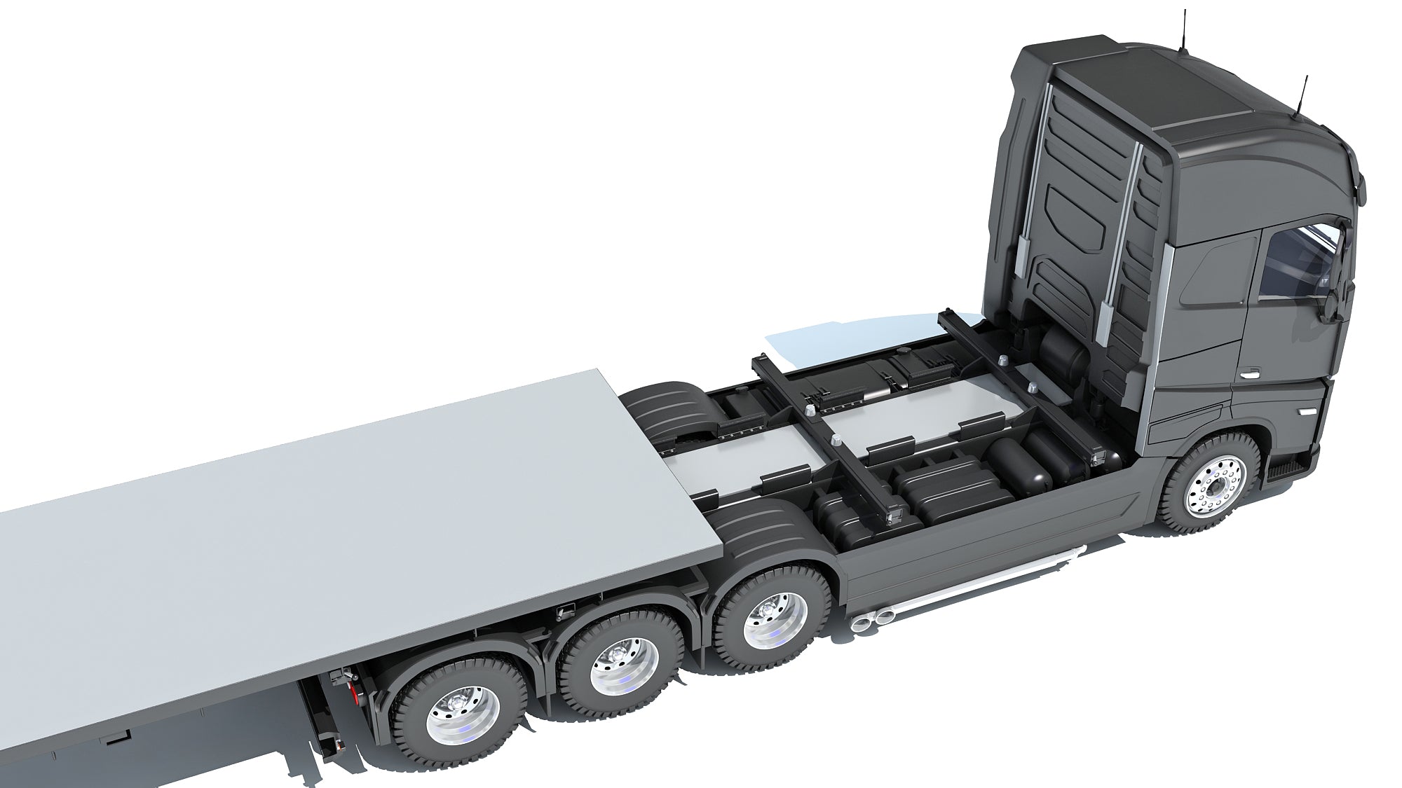 Truck with Flatbed Trailer