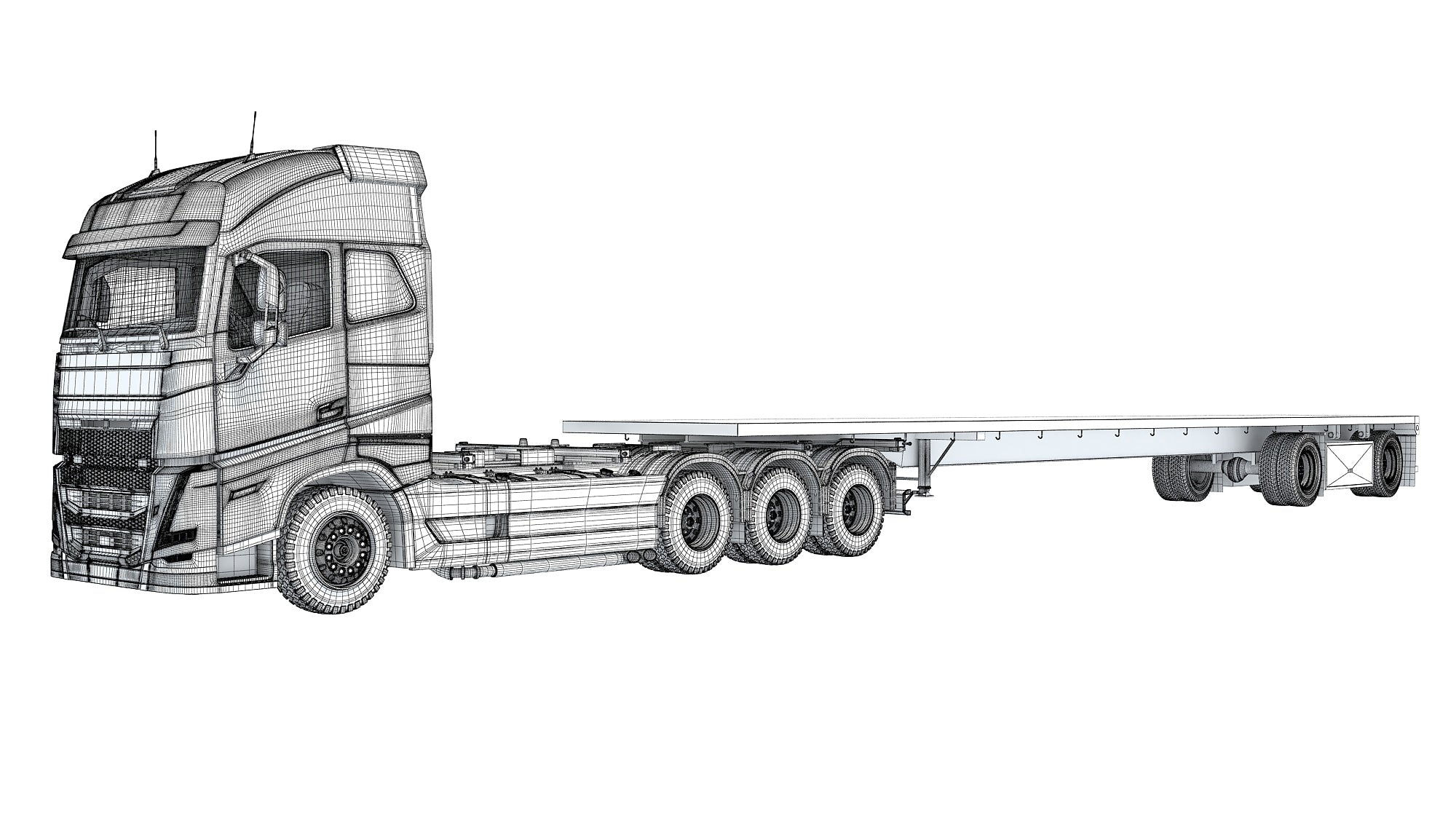 Truck with Flatbed Trailer