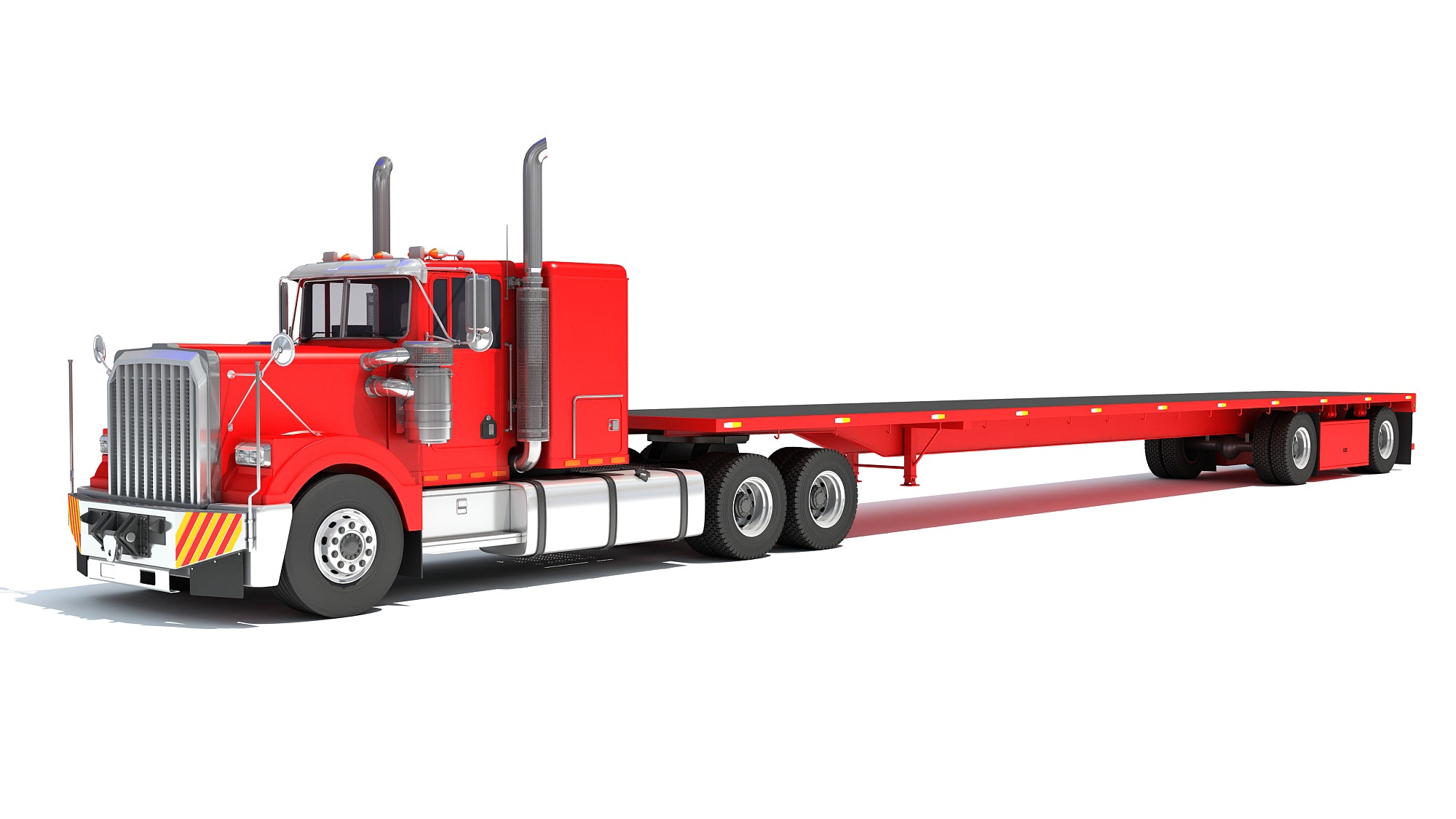 3D Semi Truck with Flatbed Trailer Model – 3D Horse
