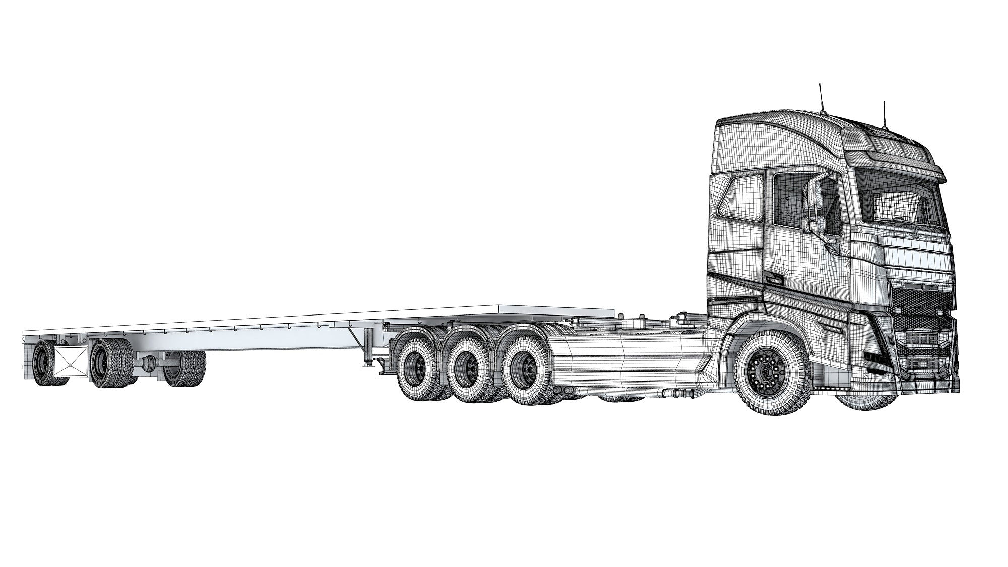 Truck with Flatbed Trailer