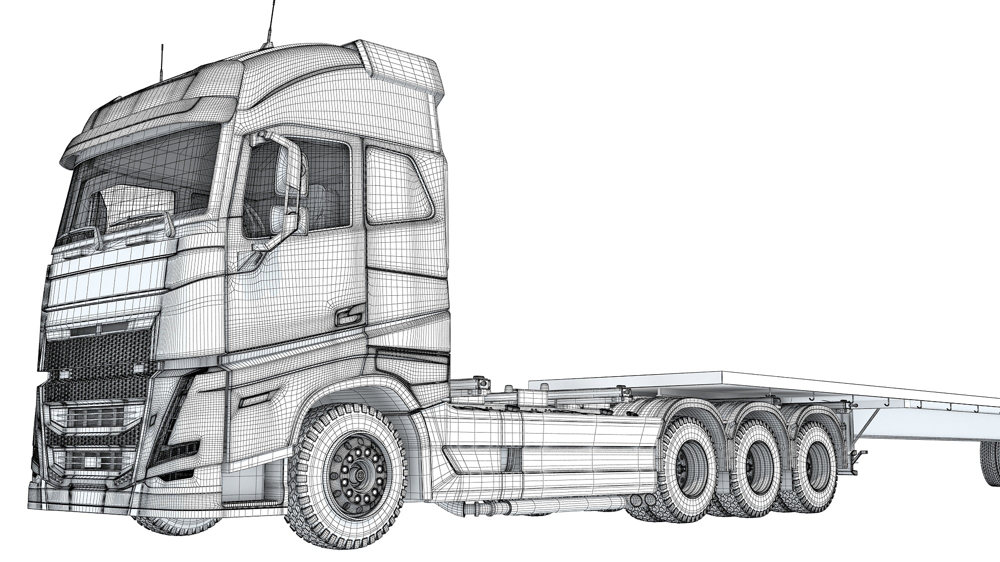Truck with Flatbed Trailer