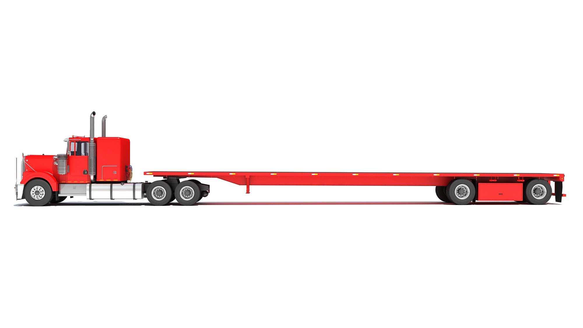 3D Semi Truck with Flatbed Trailer Model – 3D Horse