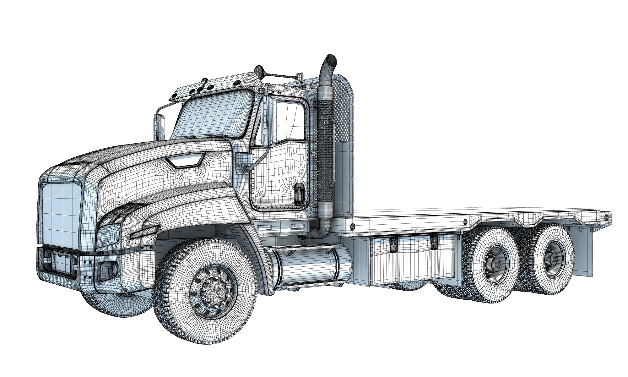 Flatbed Truck 3D Model