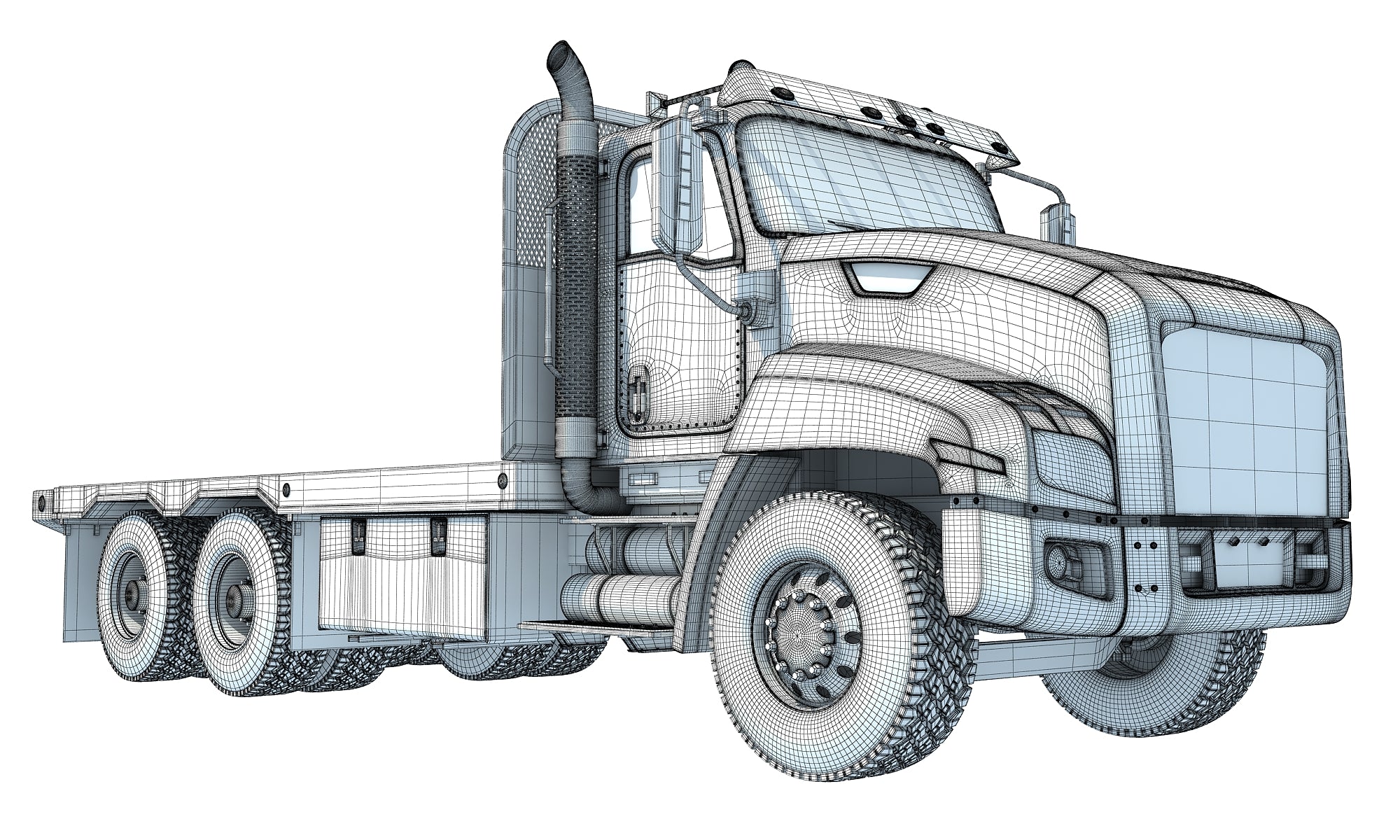 Flatbed Truck 3D Model