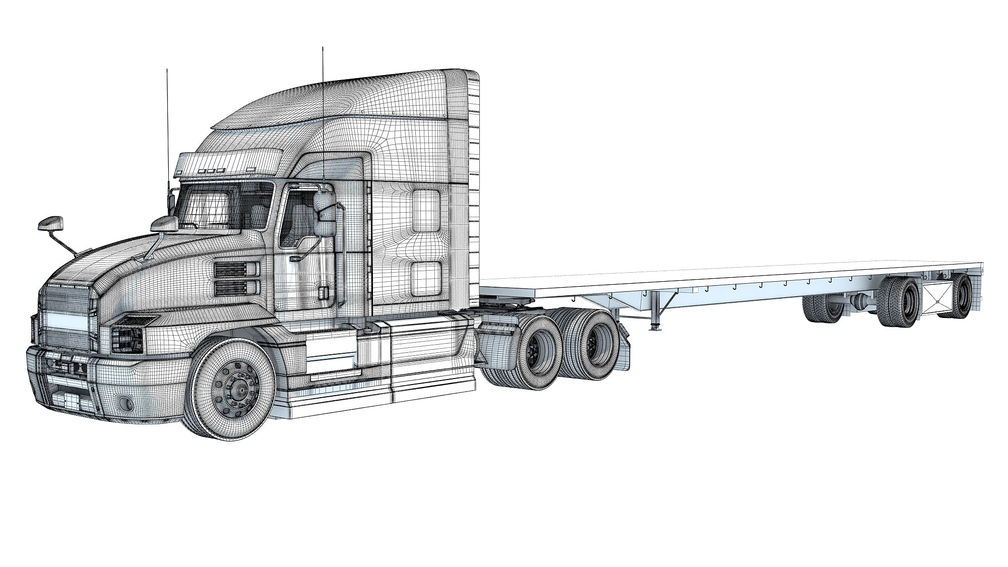 Truck with Flatbed Trailer