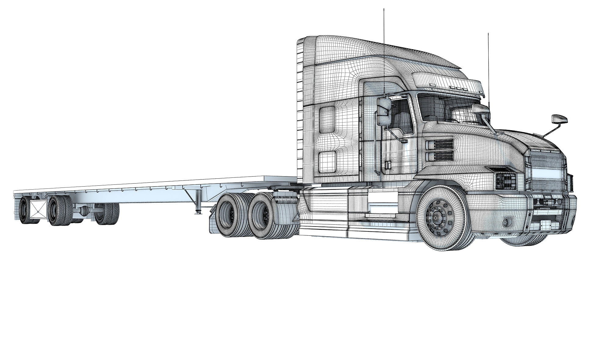 Truck with Flatbed Trailer