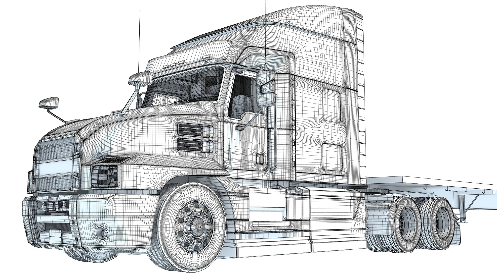 Truck with Flatbed Trailer