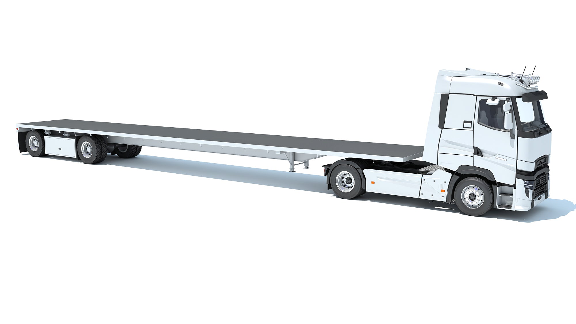 3D Truck with Flatbed Trailer