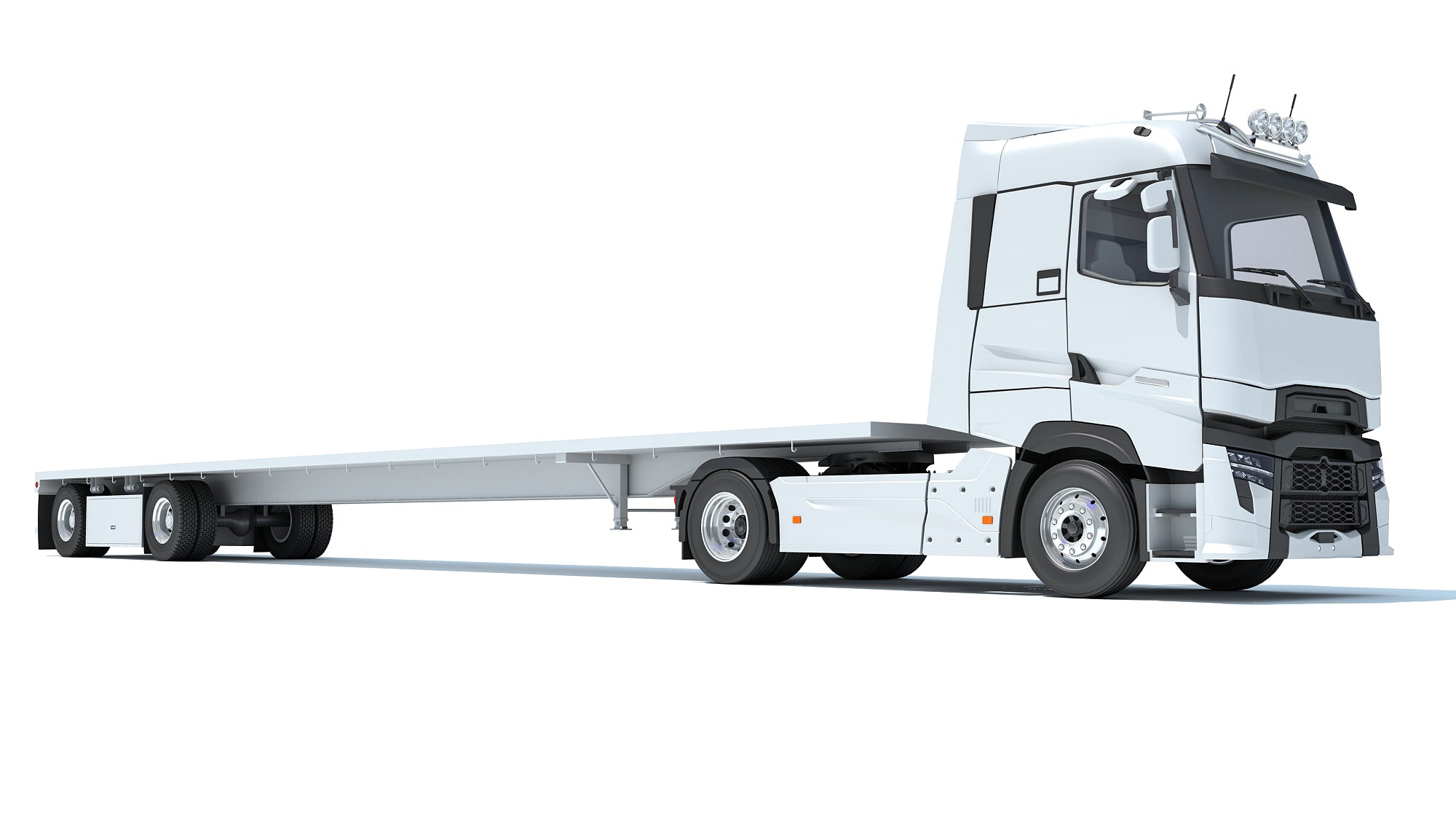 3D Truck with Flatbed Trailer
