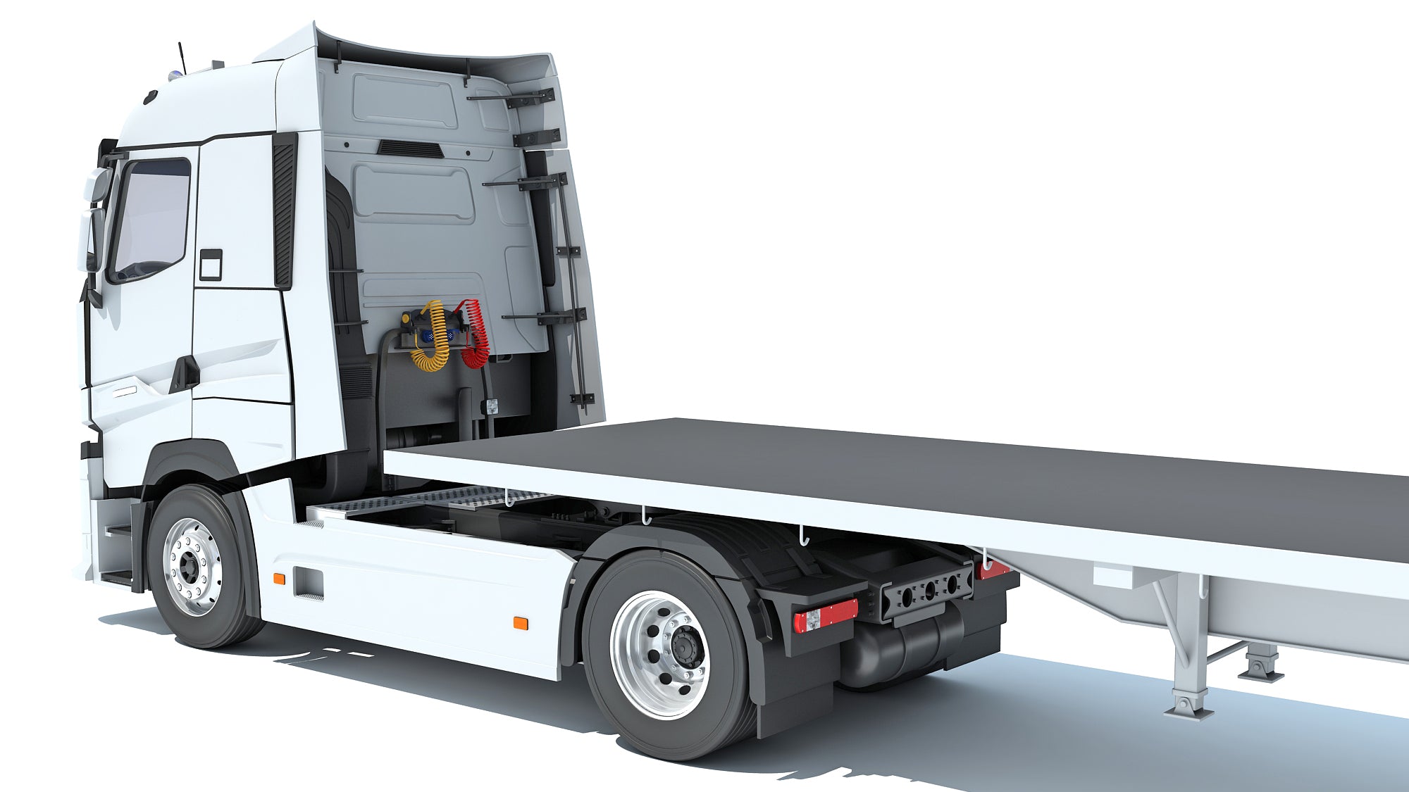 3D Truck with Flatbed Trailer