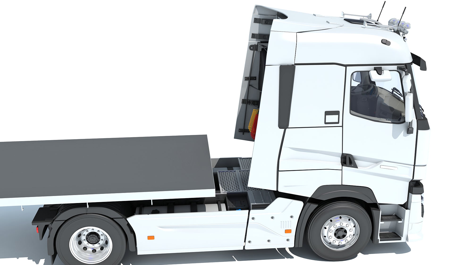 3D Truck with Flatbed Trailer