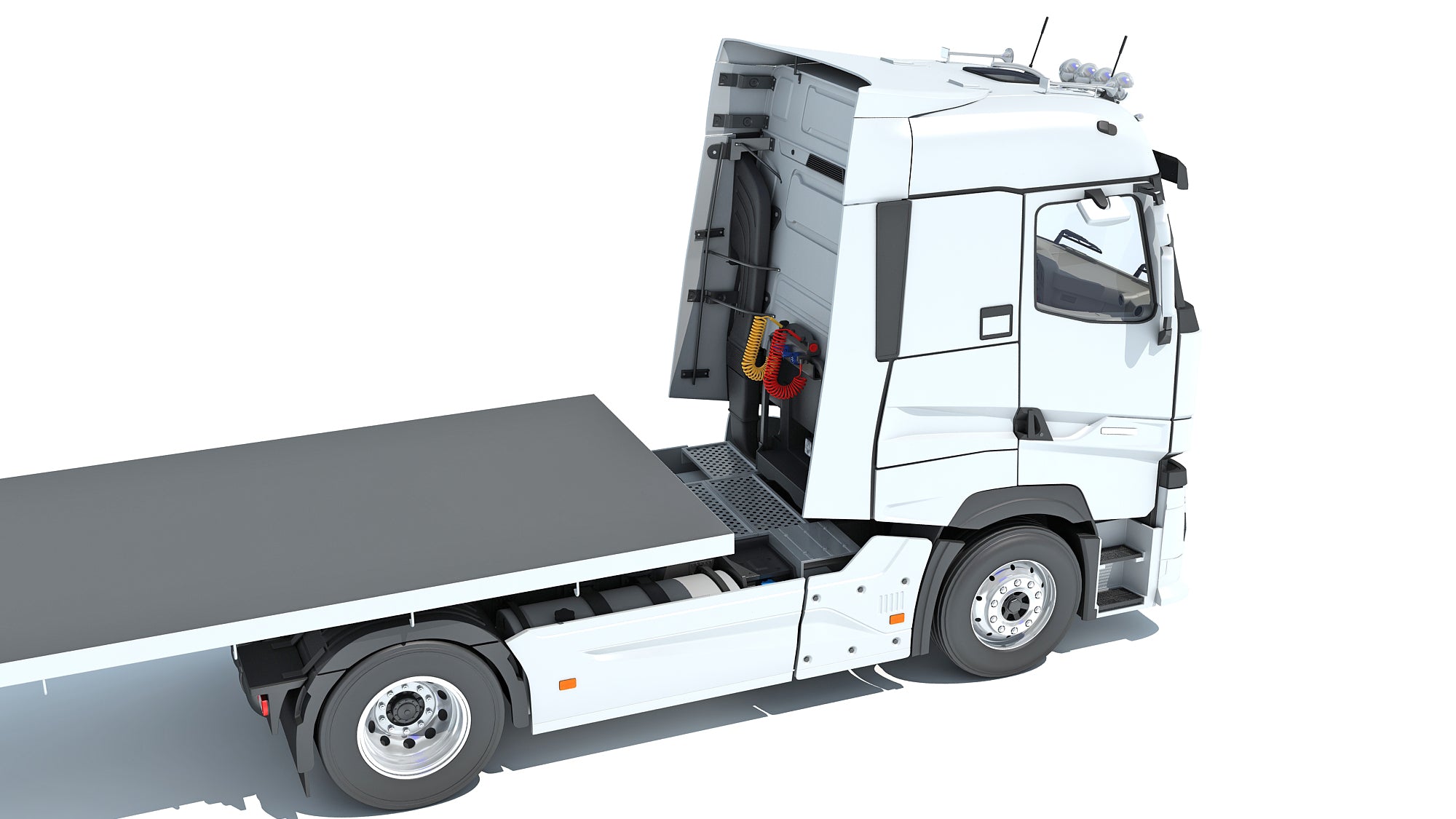 3D Truck with Flatbed Trailer