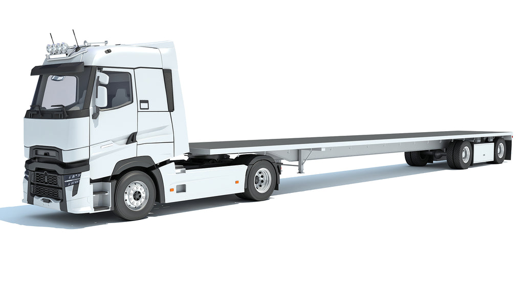 3D Truck with Flatbed Trailer