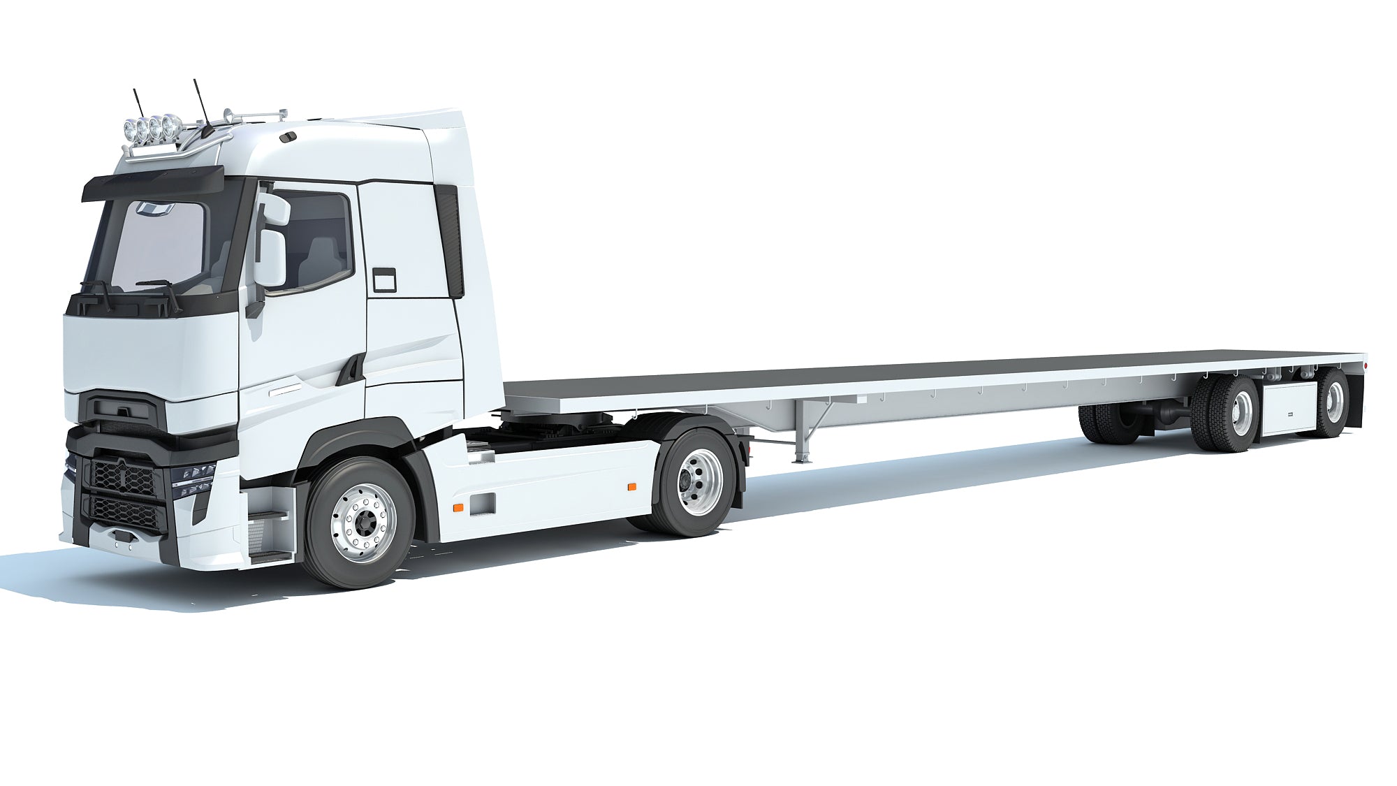3D Truck with Flatbed Trailer