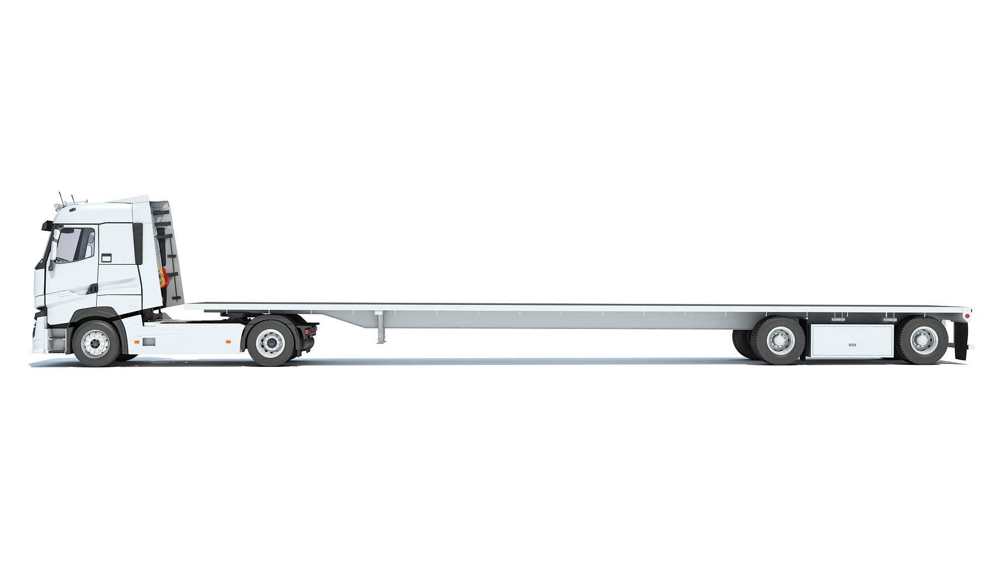 3D Truck with Flatbed Trailer