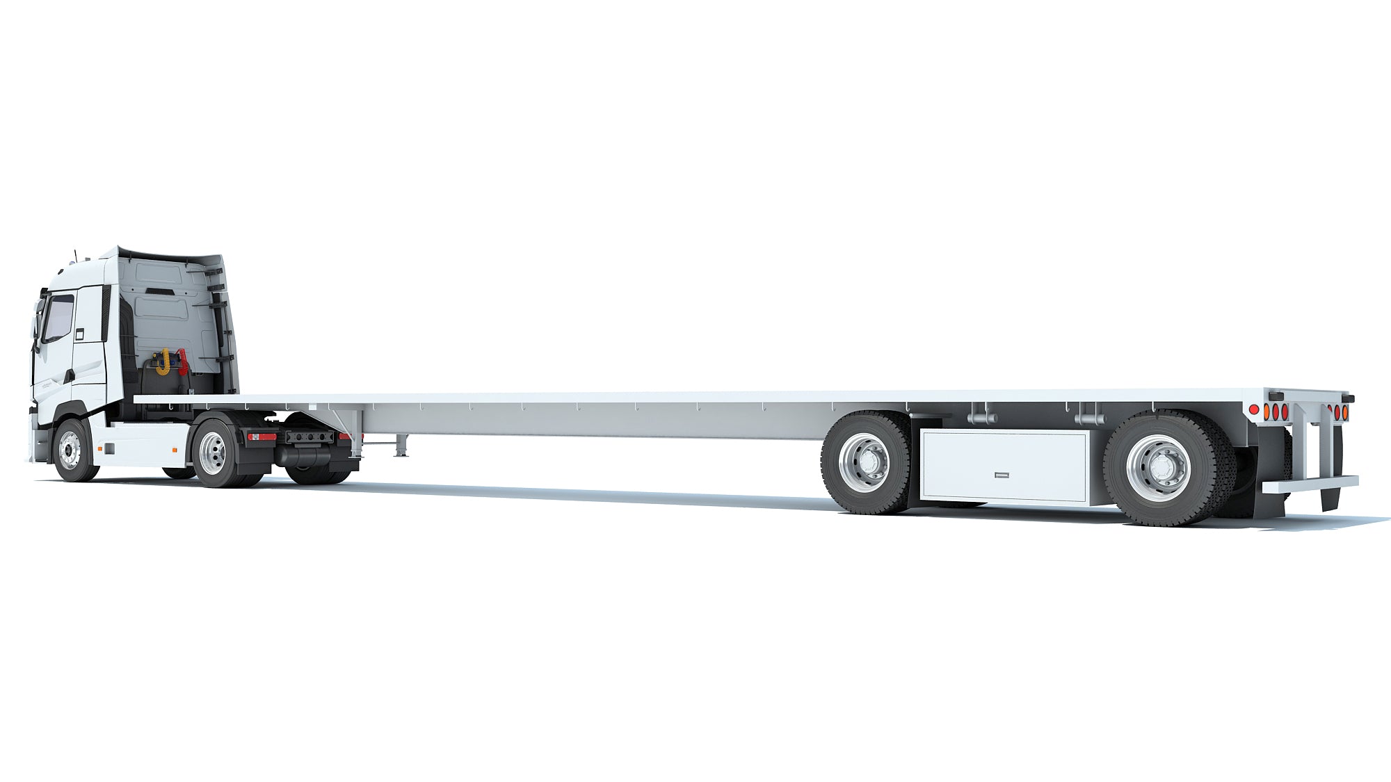 3D Truck with Flatbed Trailer