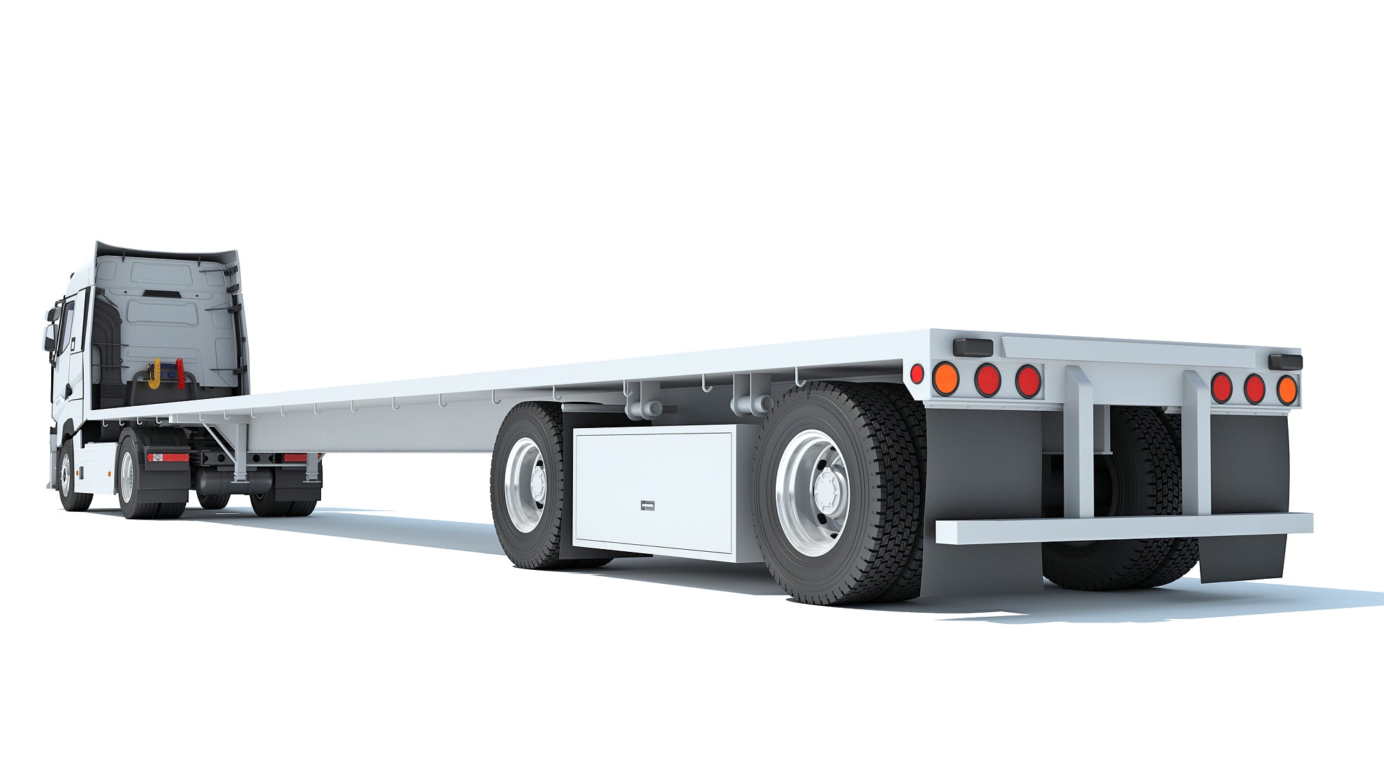 3D Truck with Flatbed Trailer