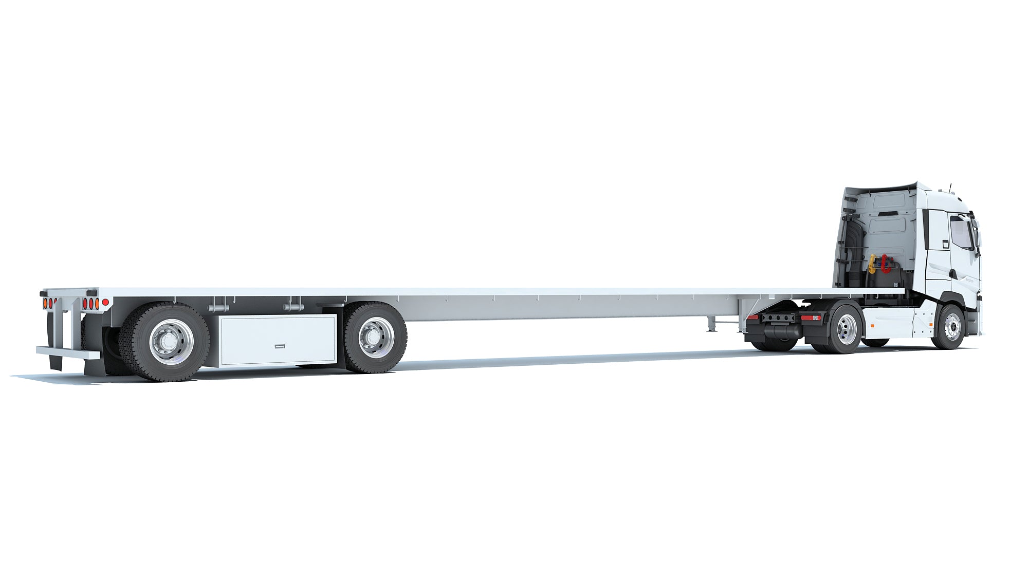 3D Truck with Flatbed Trailer