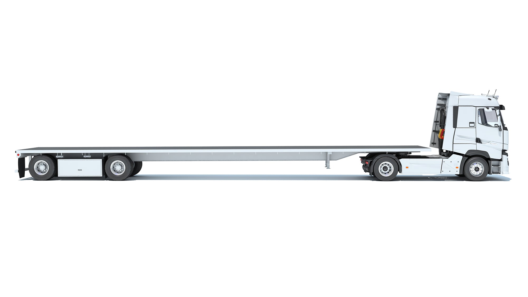 3D Truck with Flatbed Trailer