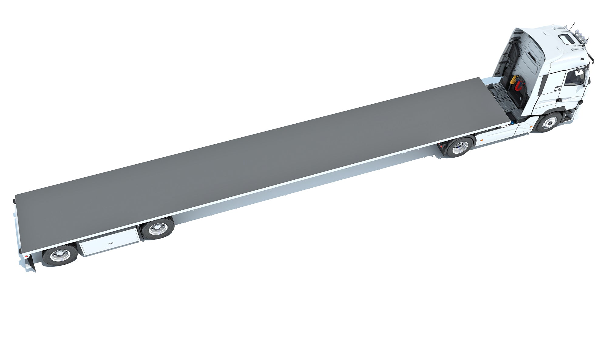 3D Truck with Flatbed Trailer
