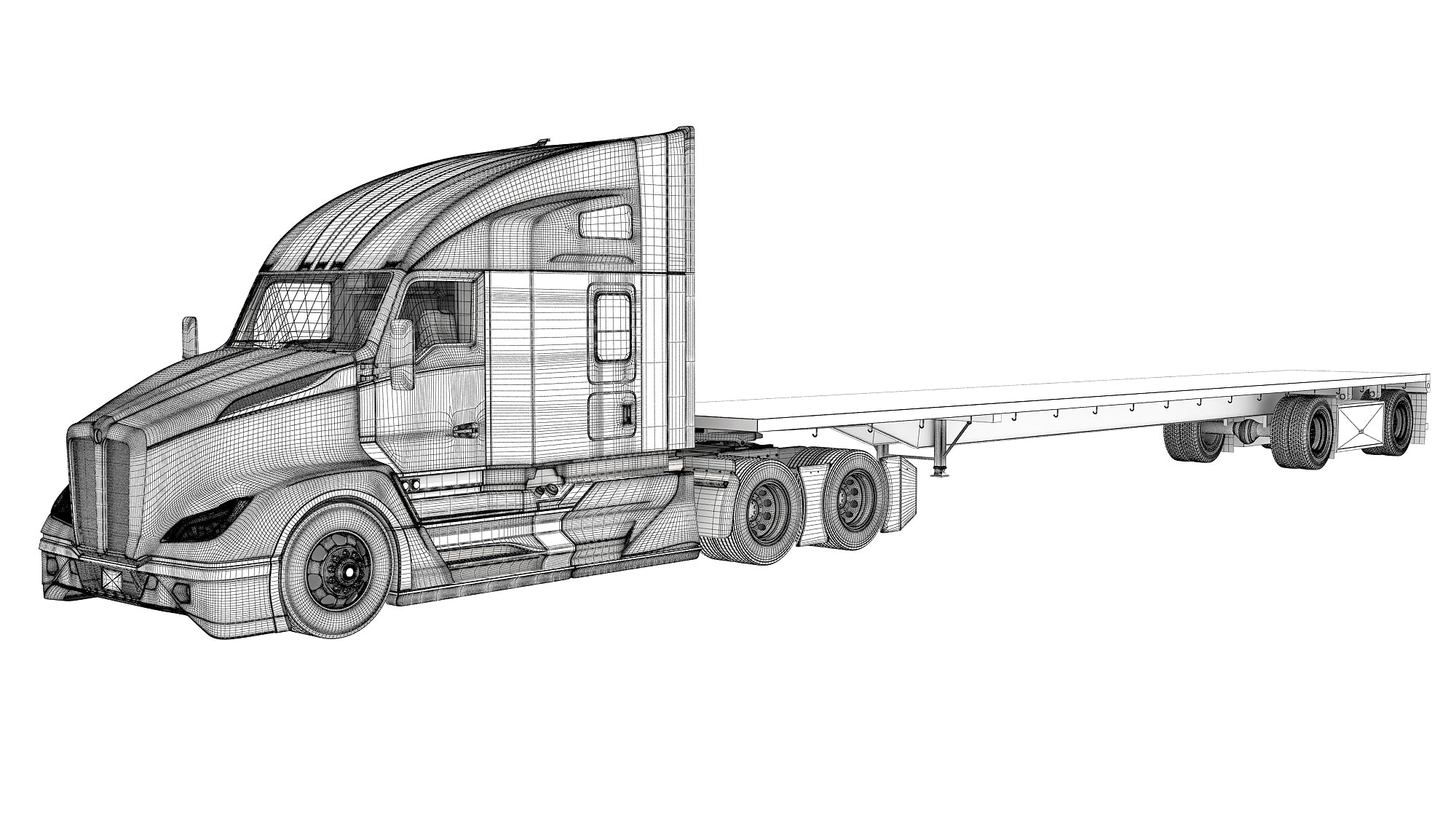 Truck with Flatbed Trailer