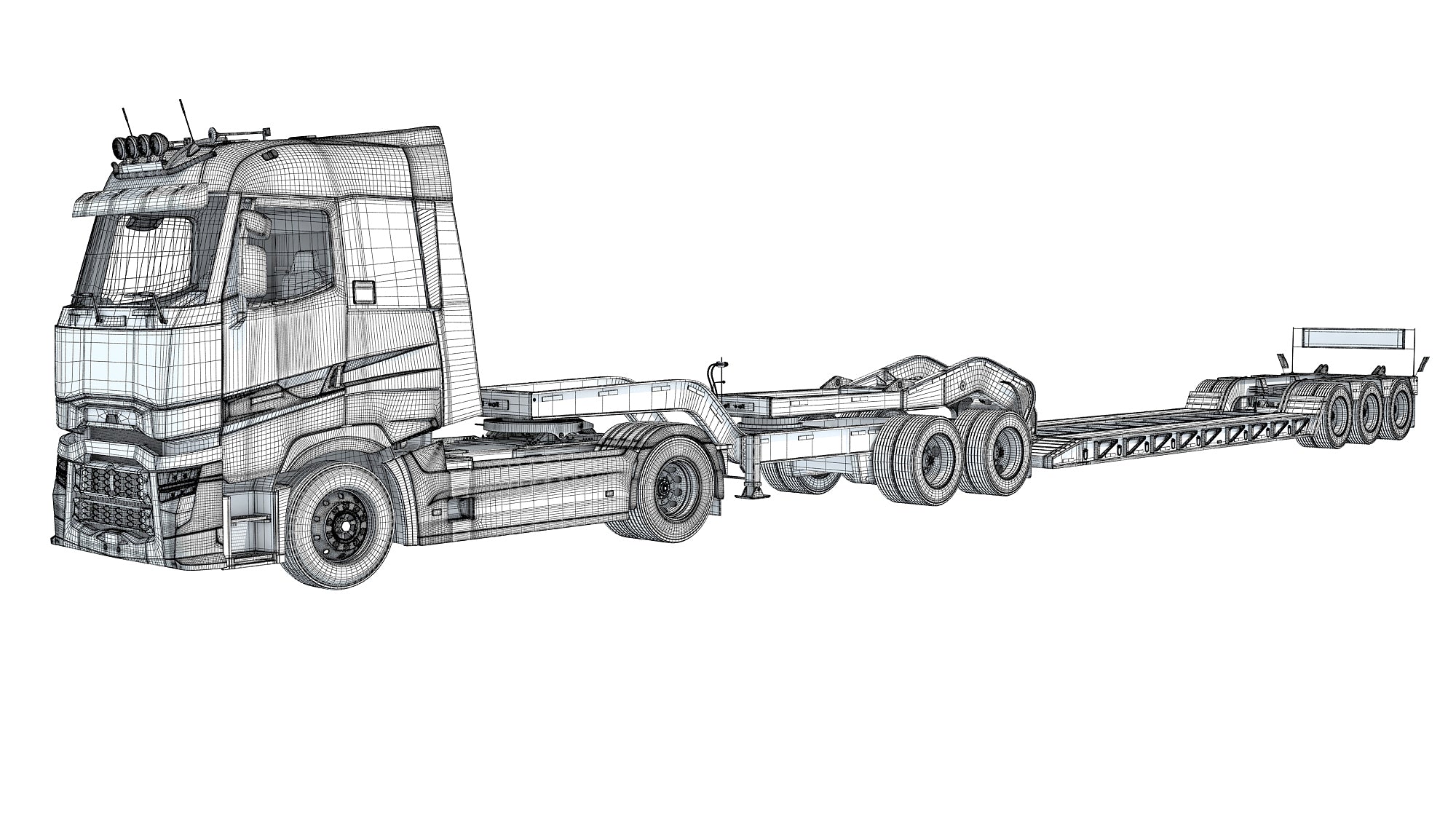 Semi Truck with Platform Trailer