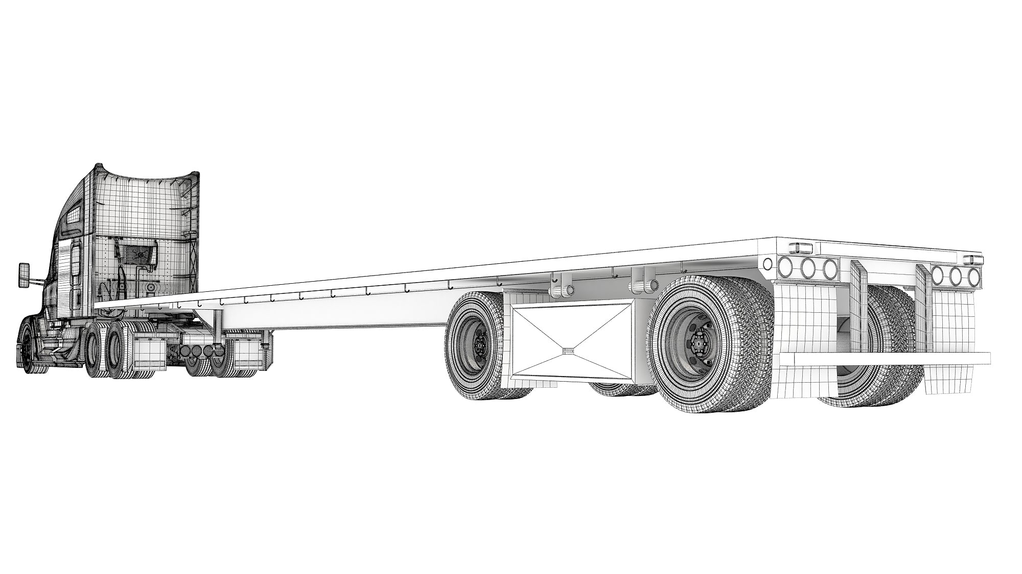 Truck with Flatbed Trailer