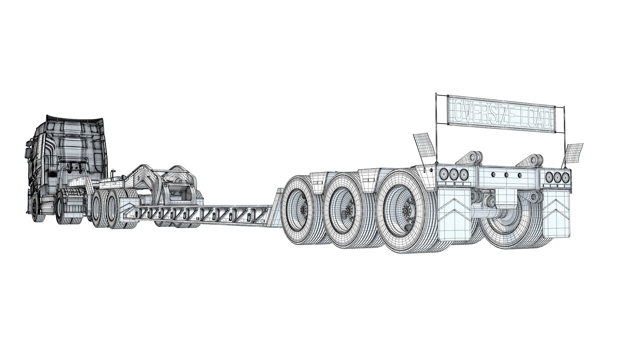 Semi Truck with Platform Trailer