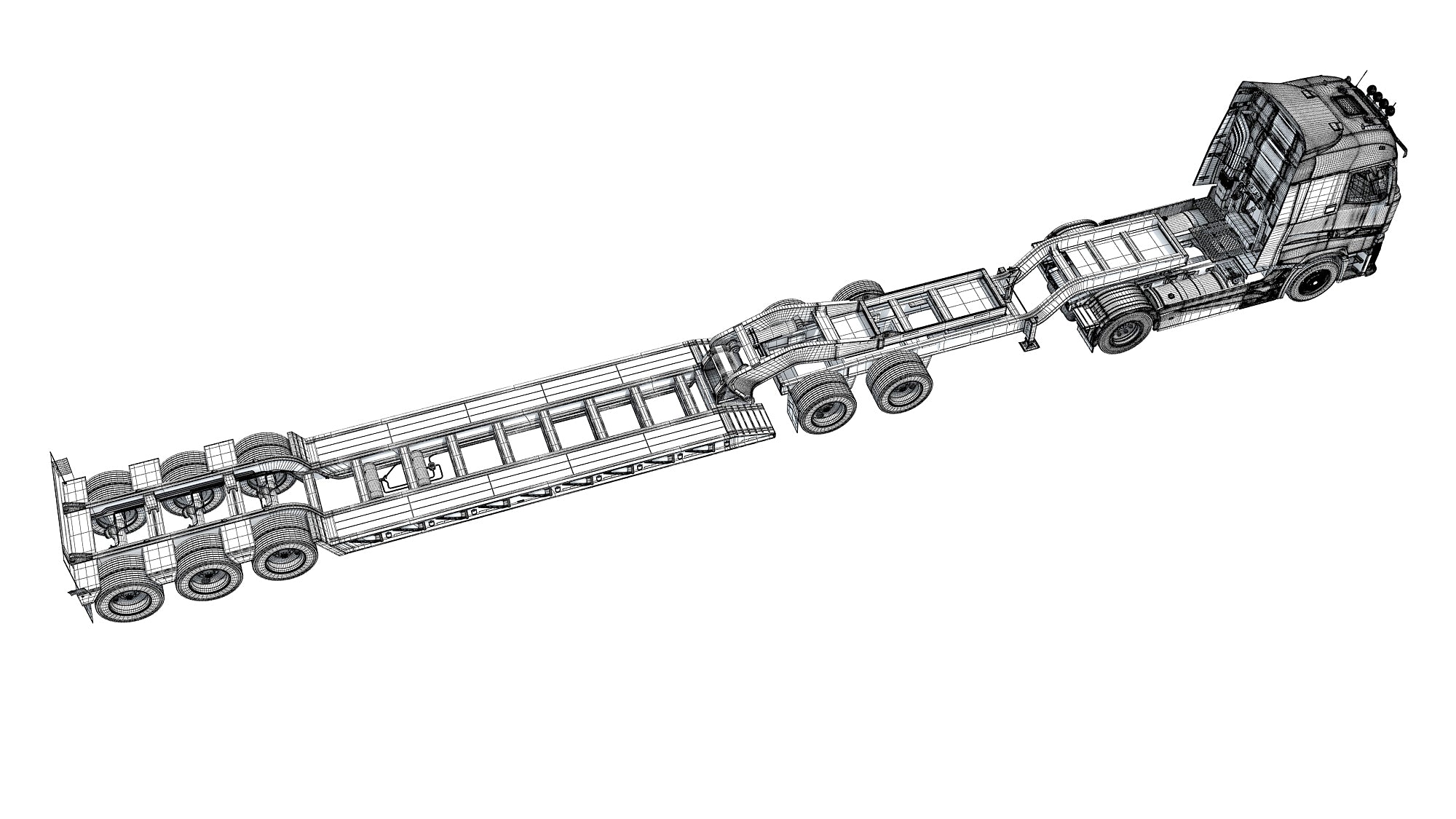 Semi Truck with Platform Trailer