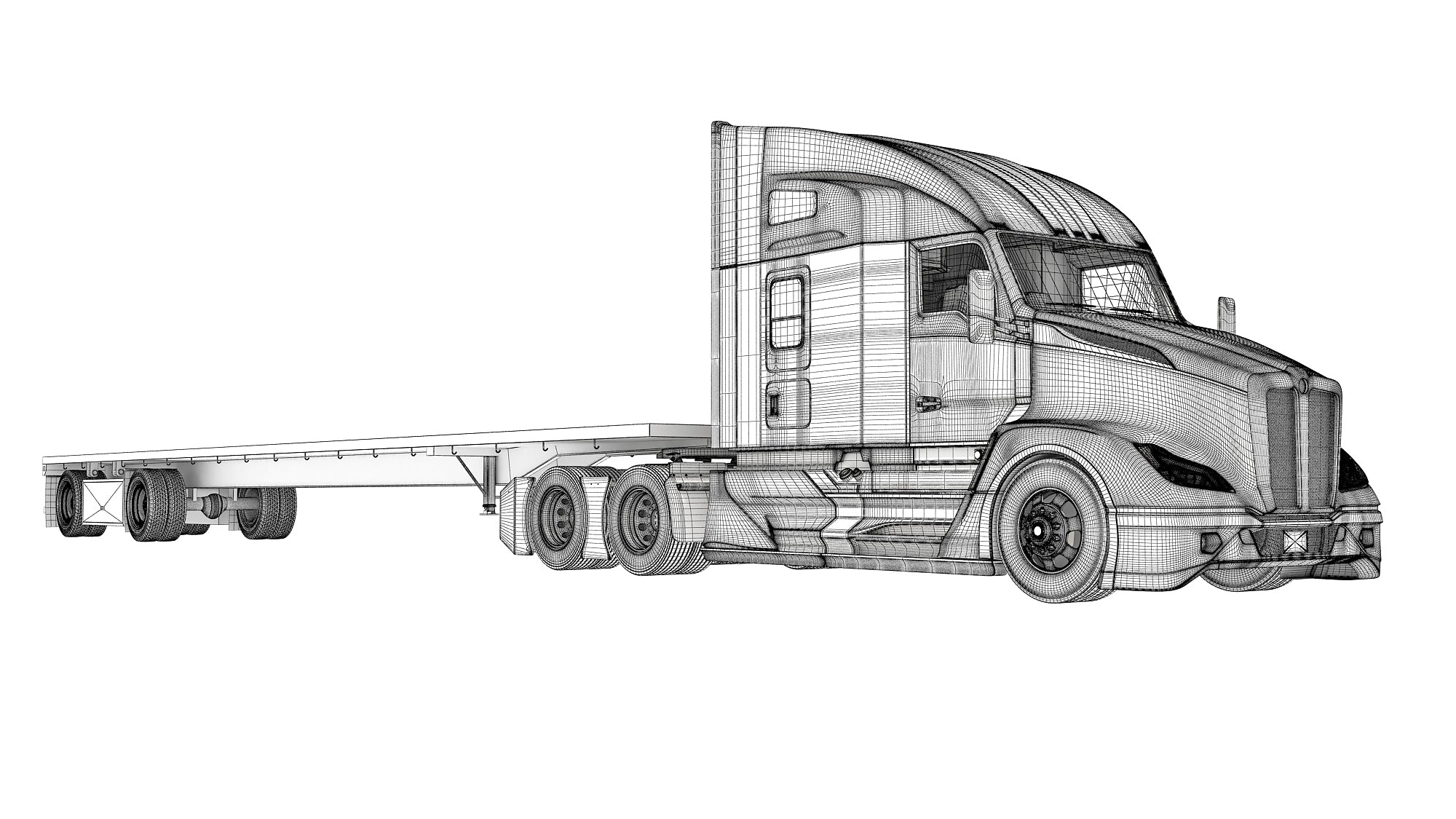 Truck with Flatbed Trailer
