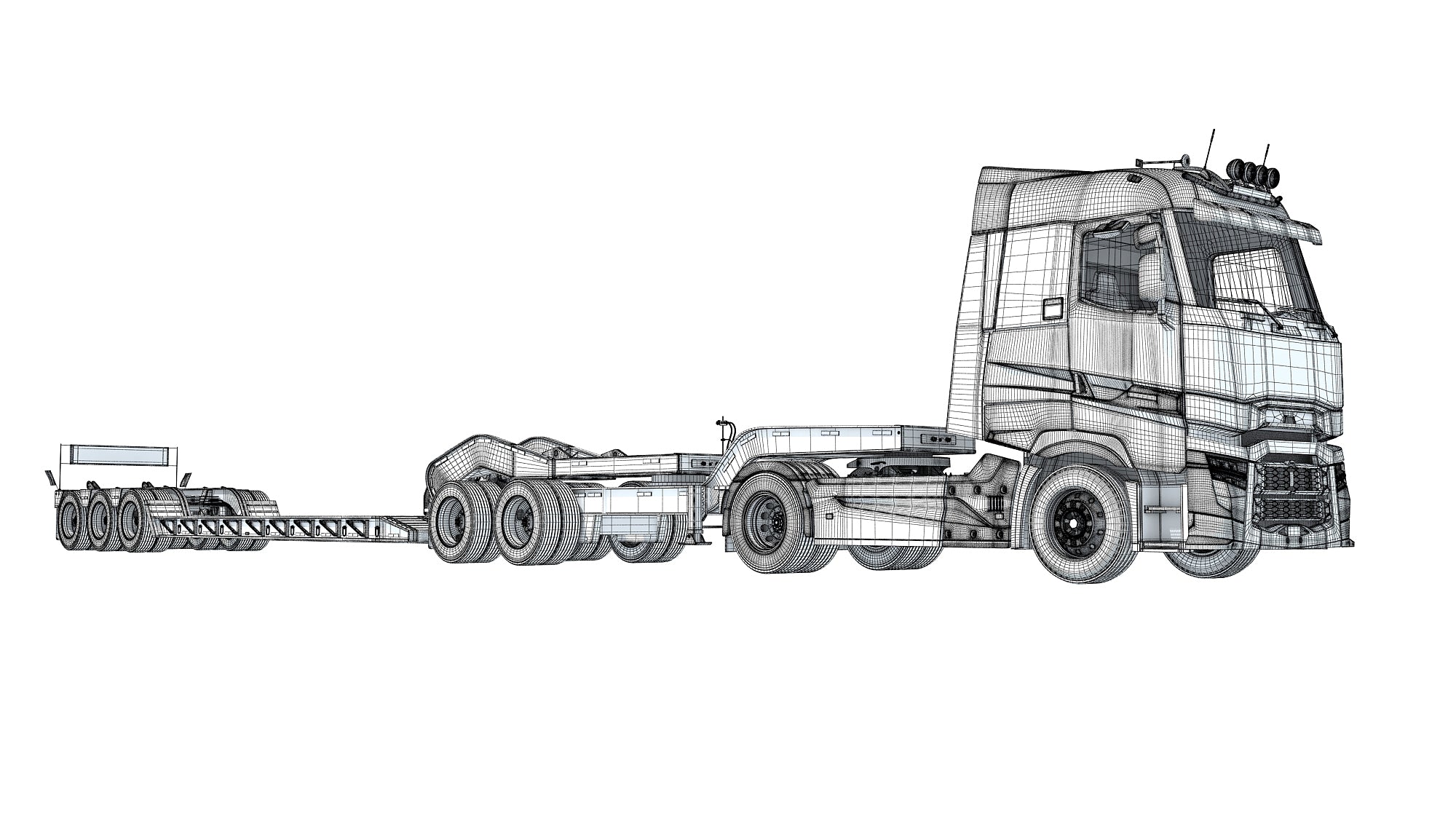 Semi Truck with Platform Trailer