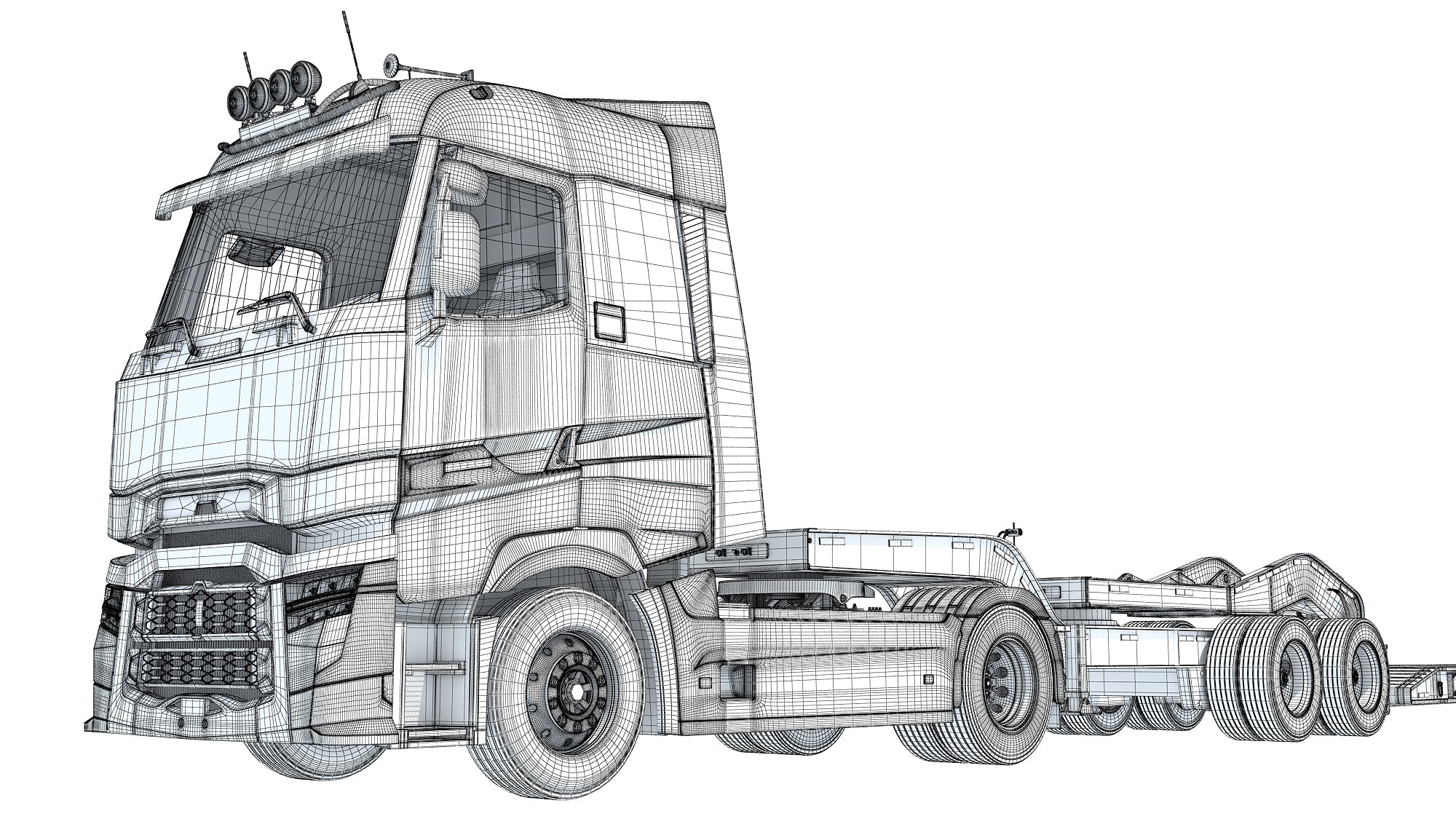 Semi Truck with Platform Trailer