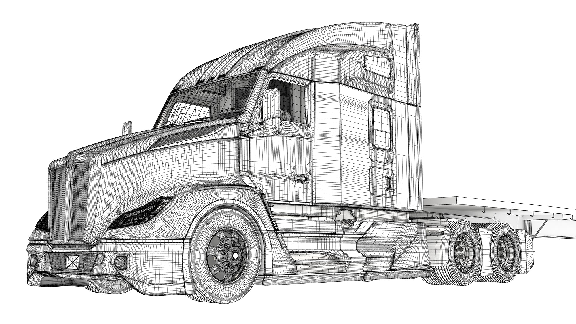 Truck with Flatbed Trailer